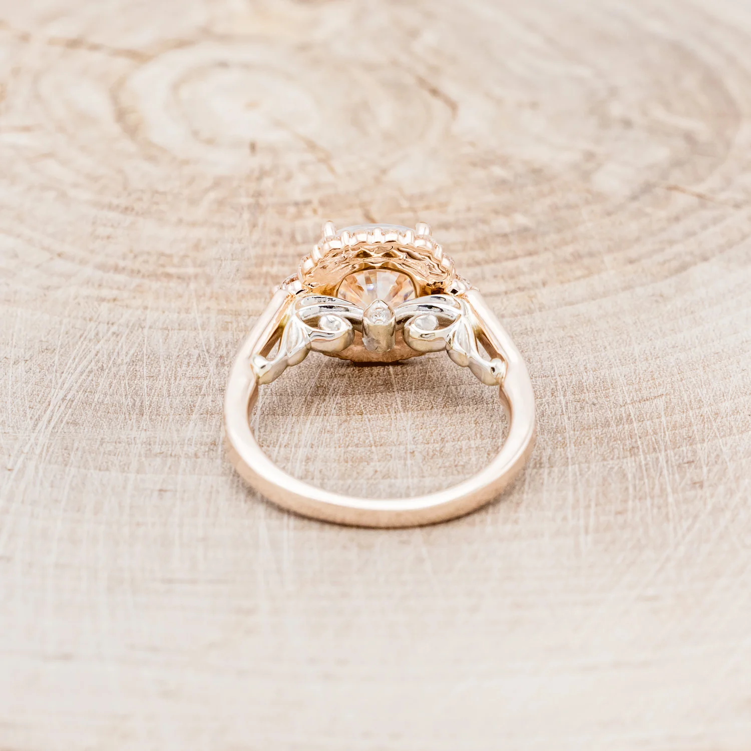 "OPHELIA" - CUSHION CUT MOISSANITE ENGAGEMENT RING WITH TURQUOISE STACKING BAND - Image 8