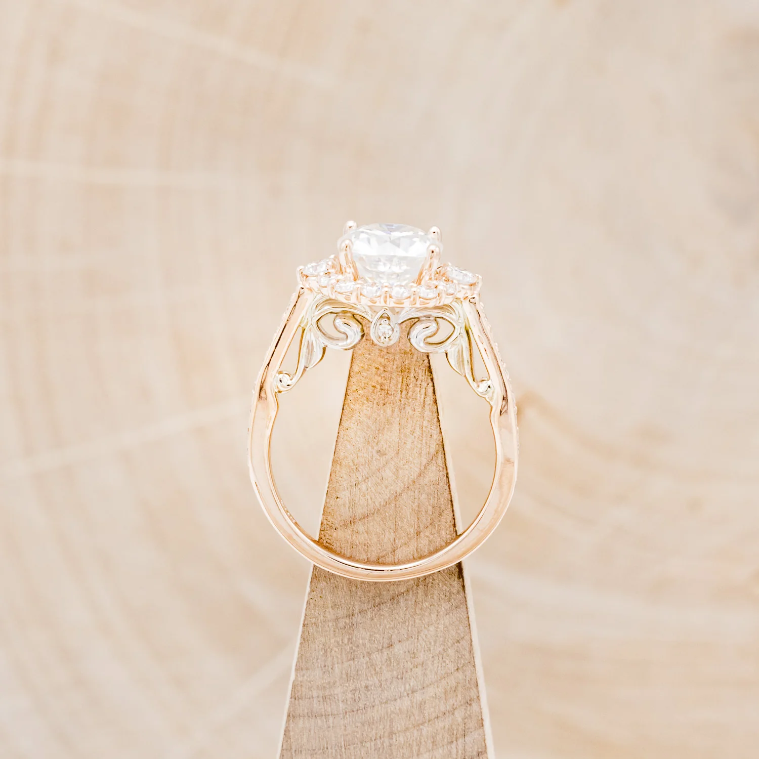 "OPHELIA" - CUSHION CUT MOISSANITE ENGAGEMENT RING WITH TURQUOISE STACKING BAND - Image 9