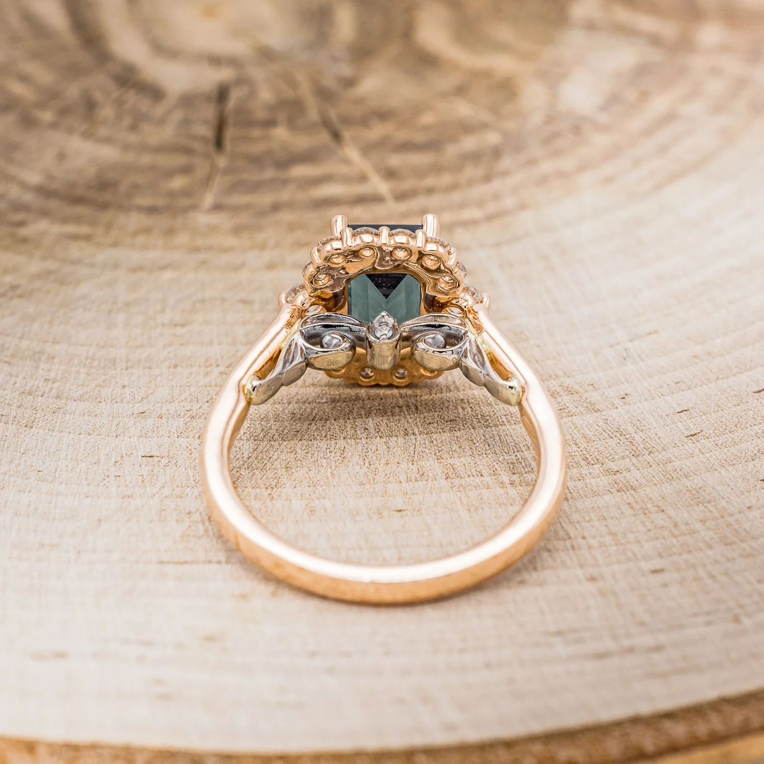 "OPHELIA" - ENGAGEMENT RING WITH DIAMOND HALO & ACCENTS - MOUNTING ONLY - SELECT YOUR OWN STONE - Image 19