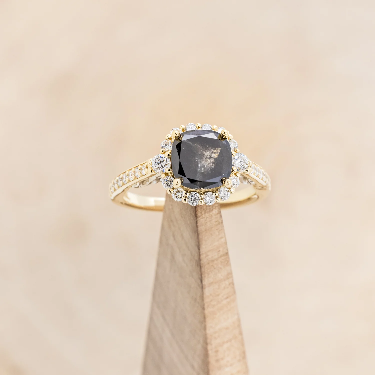 "OPHELIA" - ENGAGEMENT RING WITH DIAMOND HALO & ACCENTS - MOUNTING ONLY - SELECT YOUR OWN STONE - Image 21