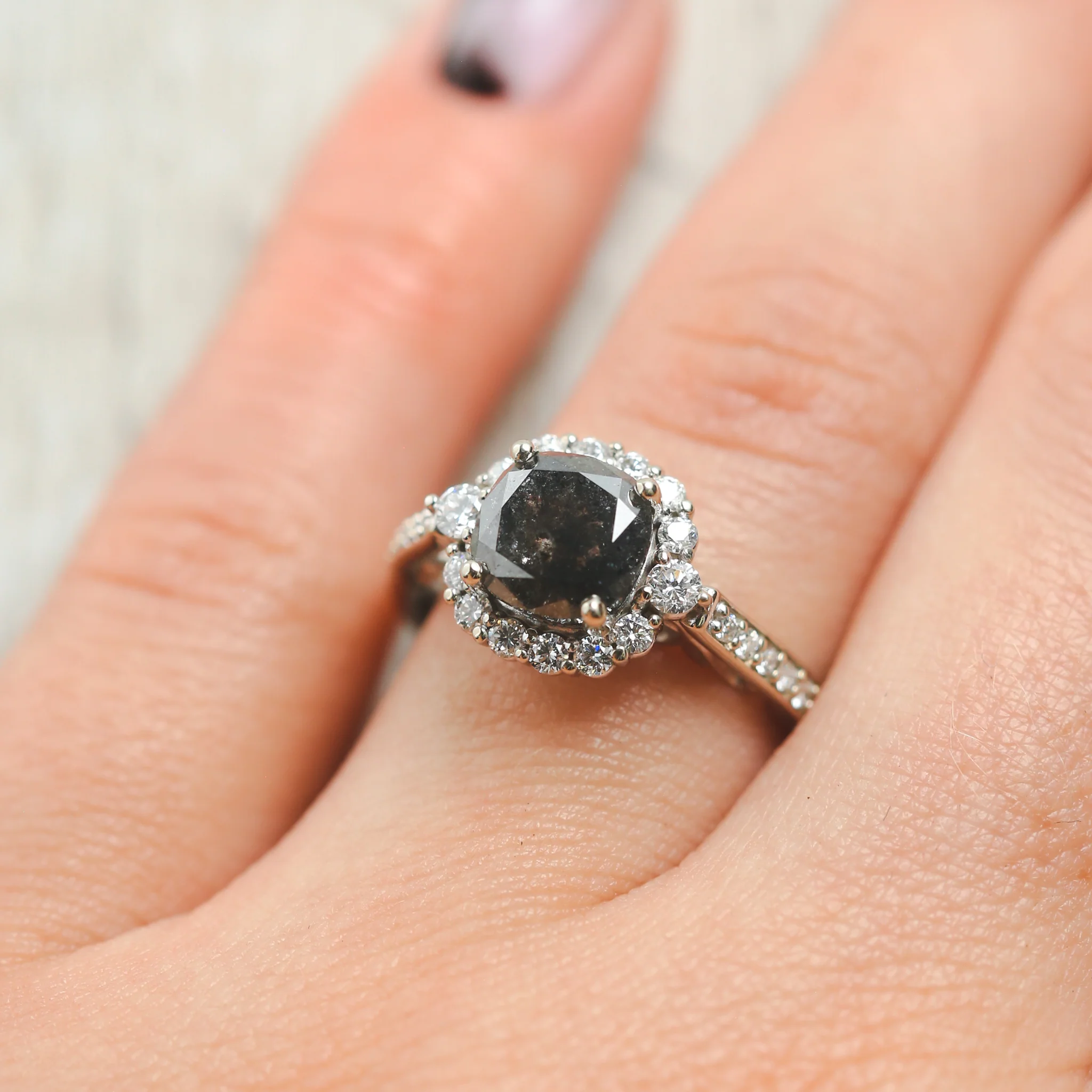 "OPHELIA" - ENGAGEMENT RING WITH DIAMOND HALO & ACCENTS - MOUNTING ONLY - SELECT YOUR OWN STONE - Image 24