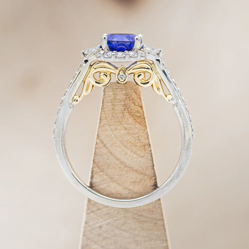 "OPHELIA" - ENGAGEMENT RING WITH DIAMOND HALO & ACCENTS - MOUNTING ONLY - SELECT YOUR OWN STONE - Image 23