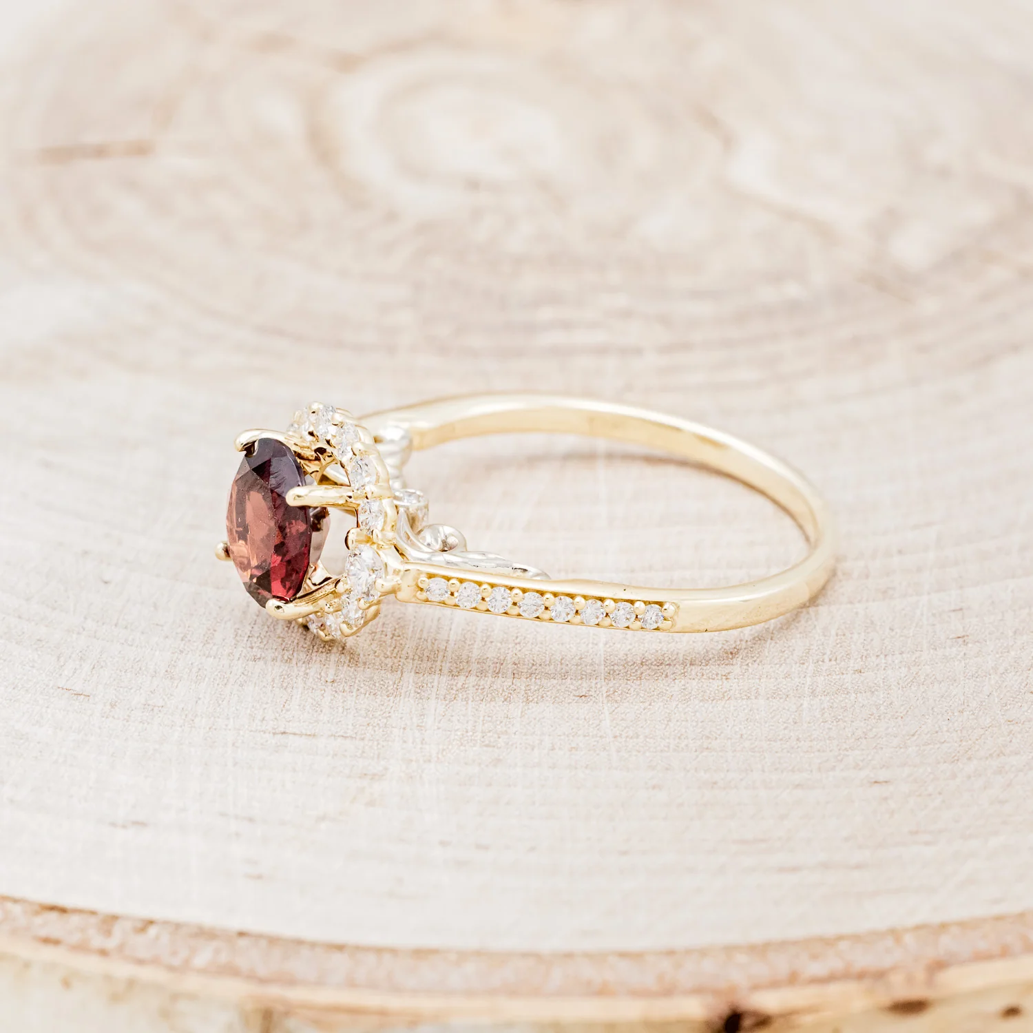 "OPHELIA" - ENGAGEMENT RING WITH DIAMOND HALO & ACCENTS - MOUNTING ONLY - SELECT YOUR OWN STONE - Image 12