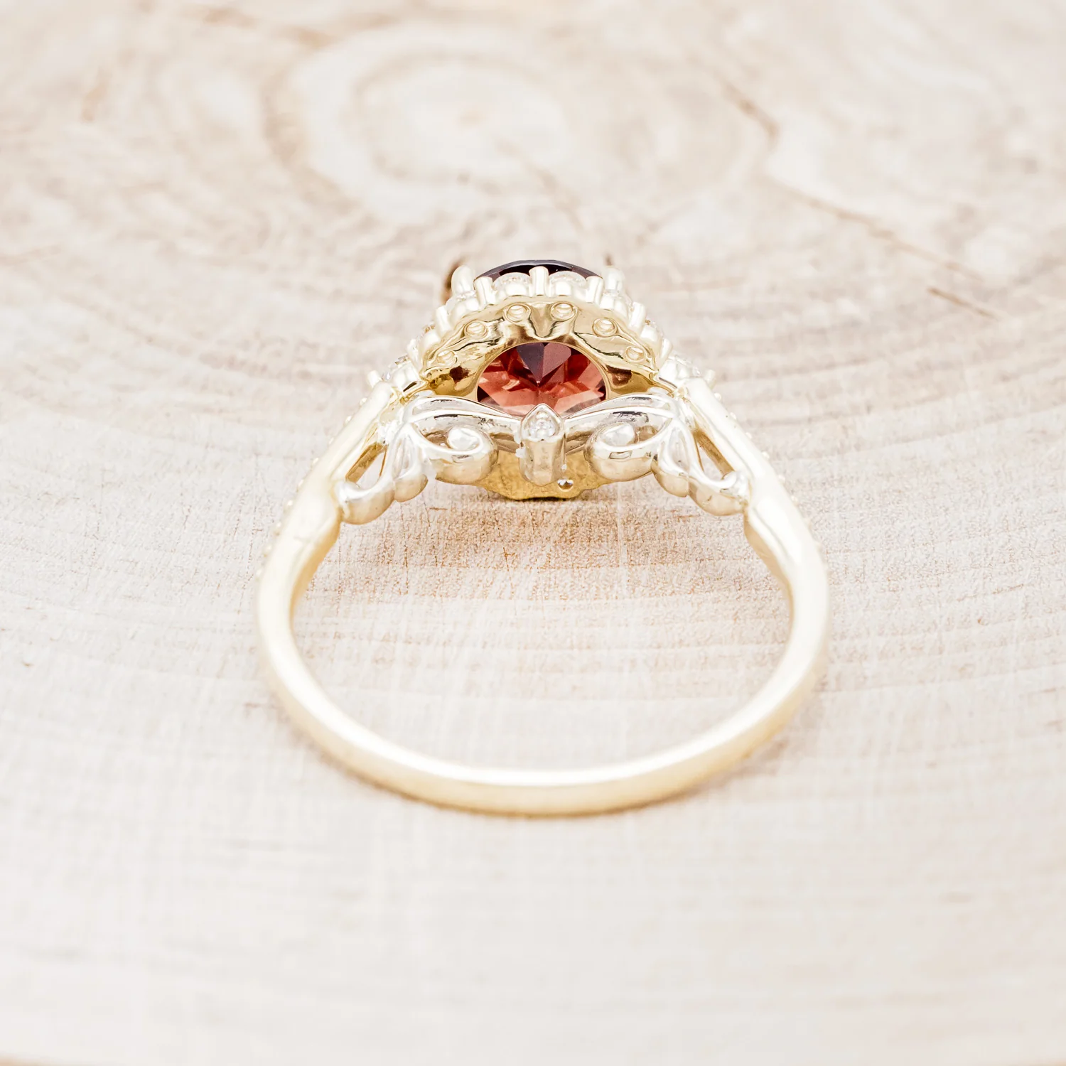 "OPHELIA" - ENGAGEMENT RING WITH DIAMOND HALO & ACCENTS - MOUNTING ONLY - SELECT YOUR OWN STONE - Image 14
