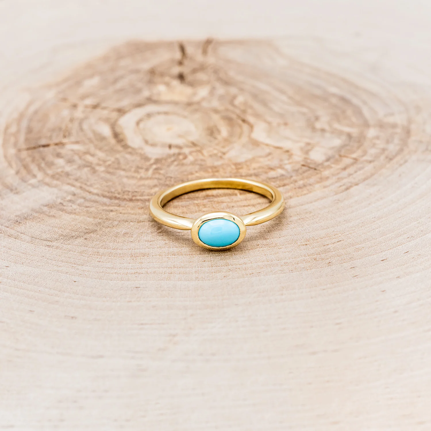 OVAL CABOCHON CUT BLUE BIRD TURQUOISE ENGAGEMENT RING - Image 10