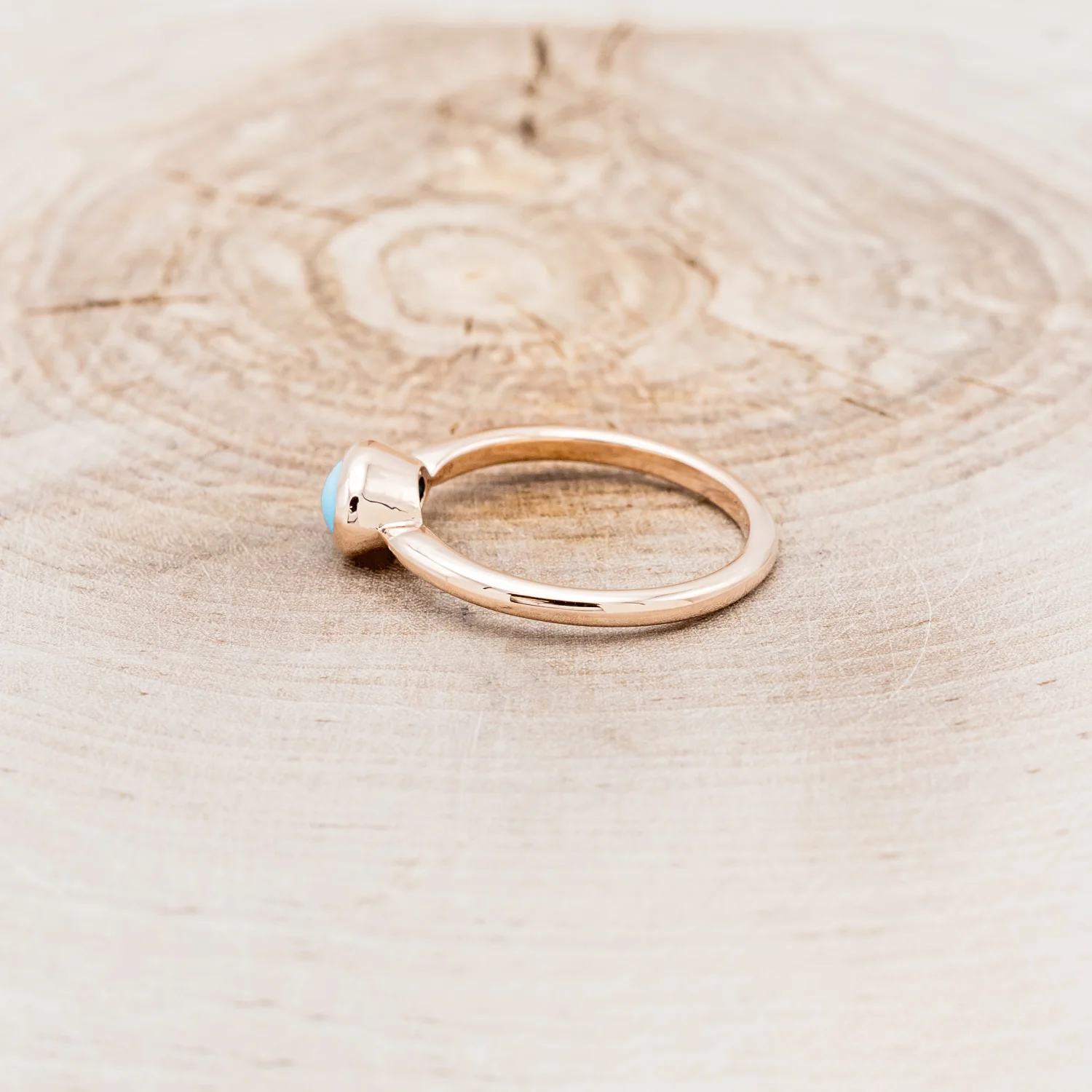 OVAL CABOCHON CUT BLUE BIRD TURQUOISE ENGAGEMENT RING - Image 3