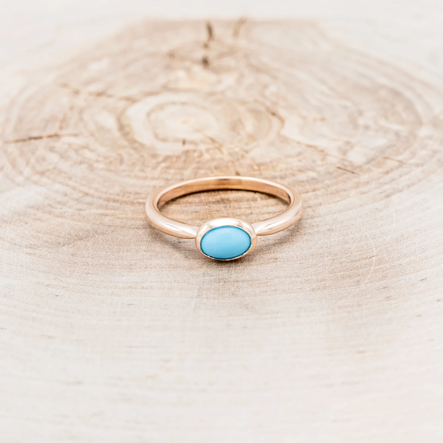 OVAL CABOCHON CUT BLUE BIRD TURQUOISE ENGAGEMENT RING - Image 4