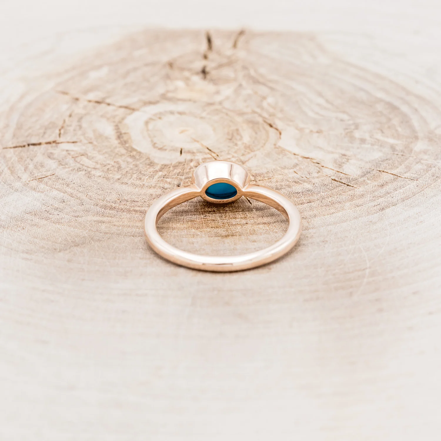 OVAL CABOCHON CUT BLUE BIRD TURQUOISE ENGAGEMENT RING - Image 5