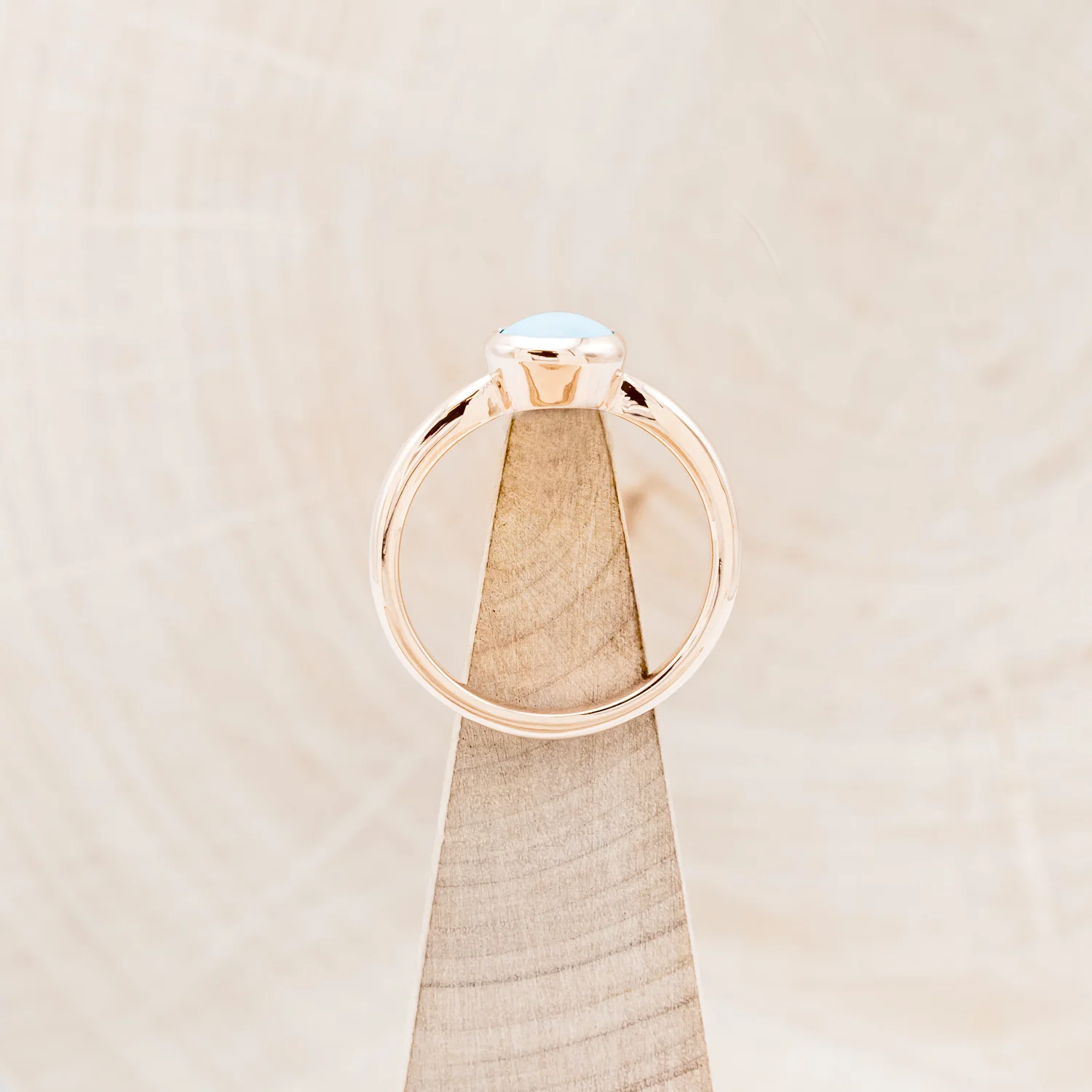 OVAL CABOCHON CUT BLUE BIRD TURQUOISE ENGAGEMENT RING - Image 6