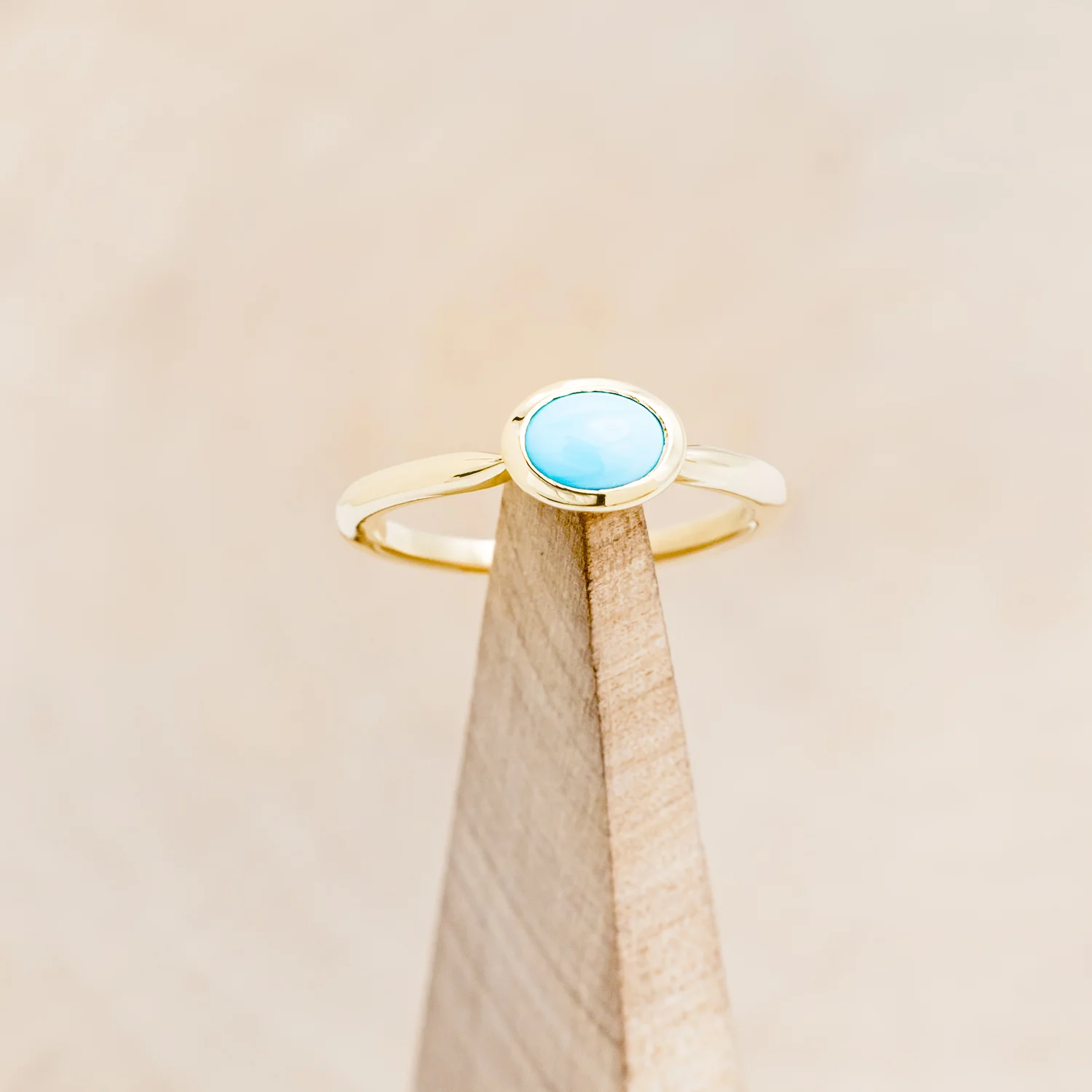 OVAL CABOCHON CUT BLUE BIRD TURQUOISE ENGAGEMENT RING - Image 9