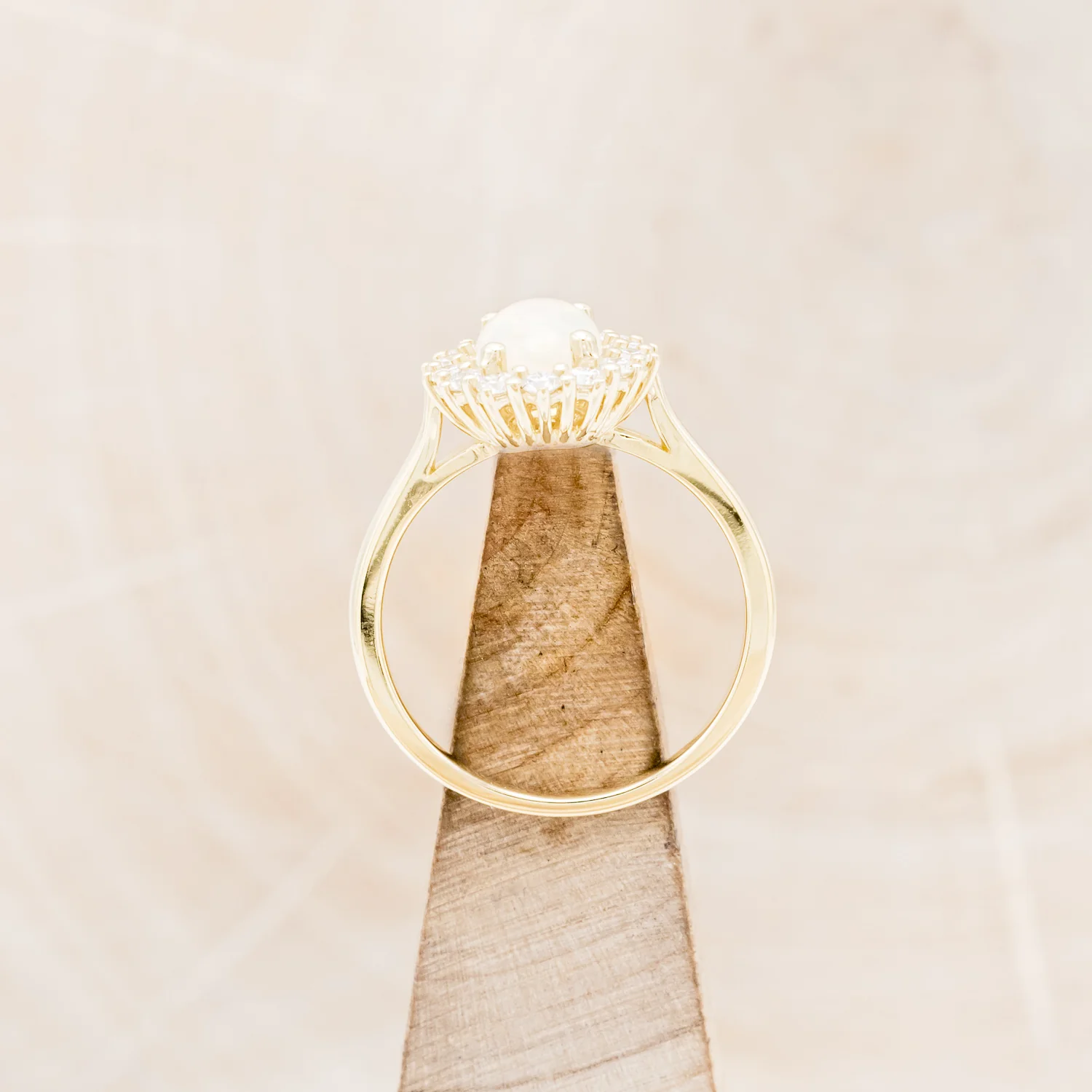 OVAL CABOCHON CUT WELO OPAL ENGAGEMENT RING WITH DIAMOND HALO - Image 6