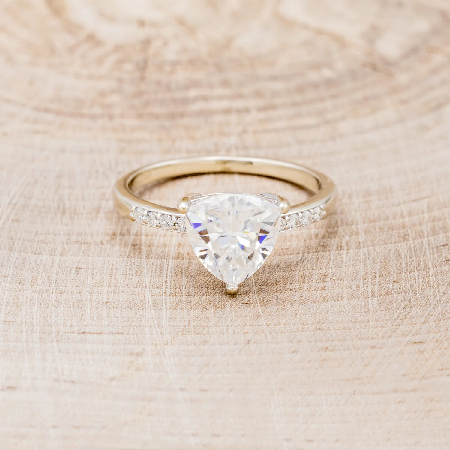 "PIPER" - TRILLION CUT MOISSANITE ENGAGEMENT RING WITH DIAMOND ACCENTS - Image 10