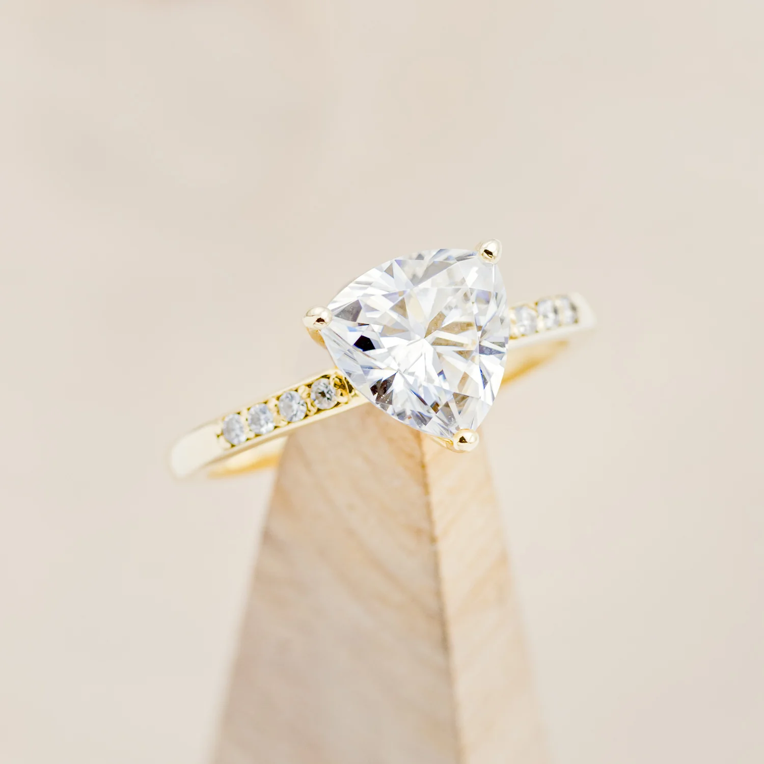 "PIPER" - TRILLION CUT MOISSANITE ENGAGEMENT RING WITH DIAMOND ACCENTS - Image 13
