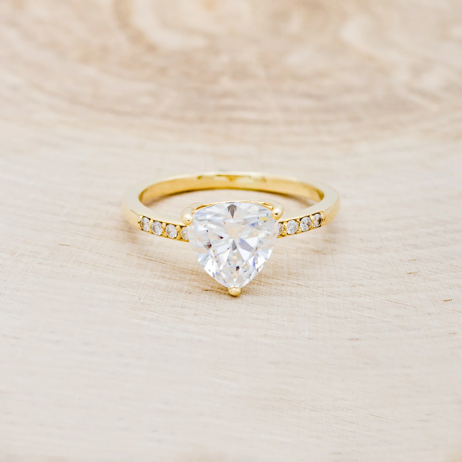 "PIPER" - TRILLION CUT MOISSANITE ENGAGEMENT RING WITH DIAMOND ACCENTS - Image 15