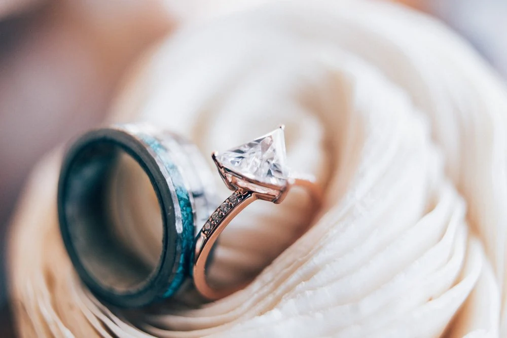 "PIPER" - TRILLION CUT MOISSANITE ENGAGEMENT RING WITH DIAMOND ACCENTS - Image 18