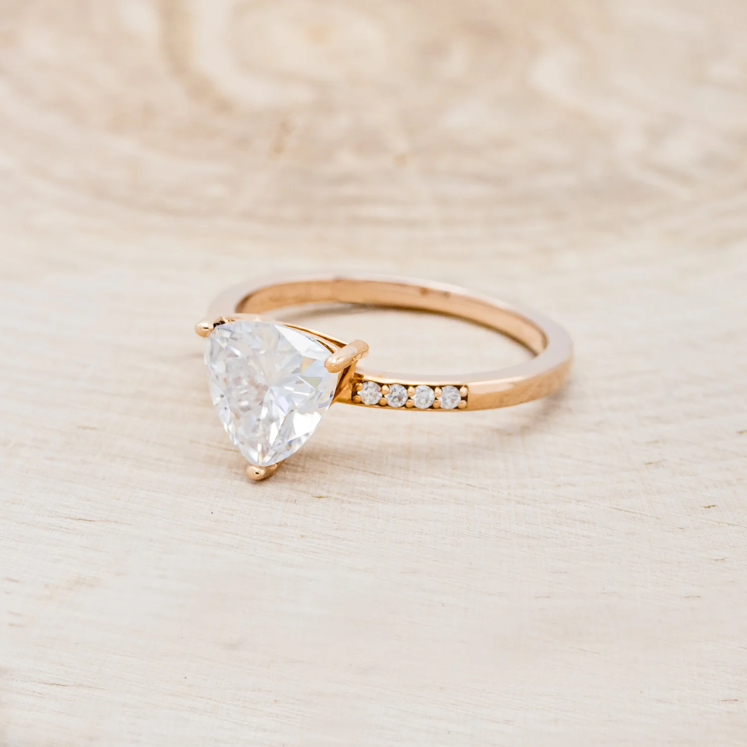 "PIPER" - TRILLION CUT MOISSANITE ENGAGEMENT RING WITH DIAMOND ACCENTS - Image 3