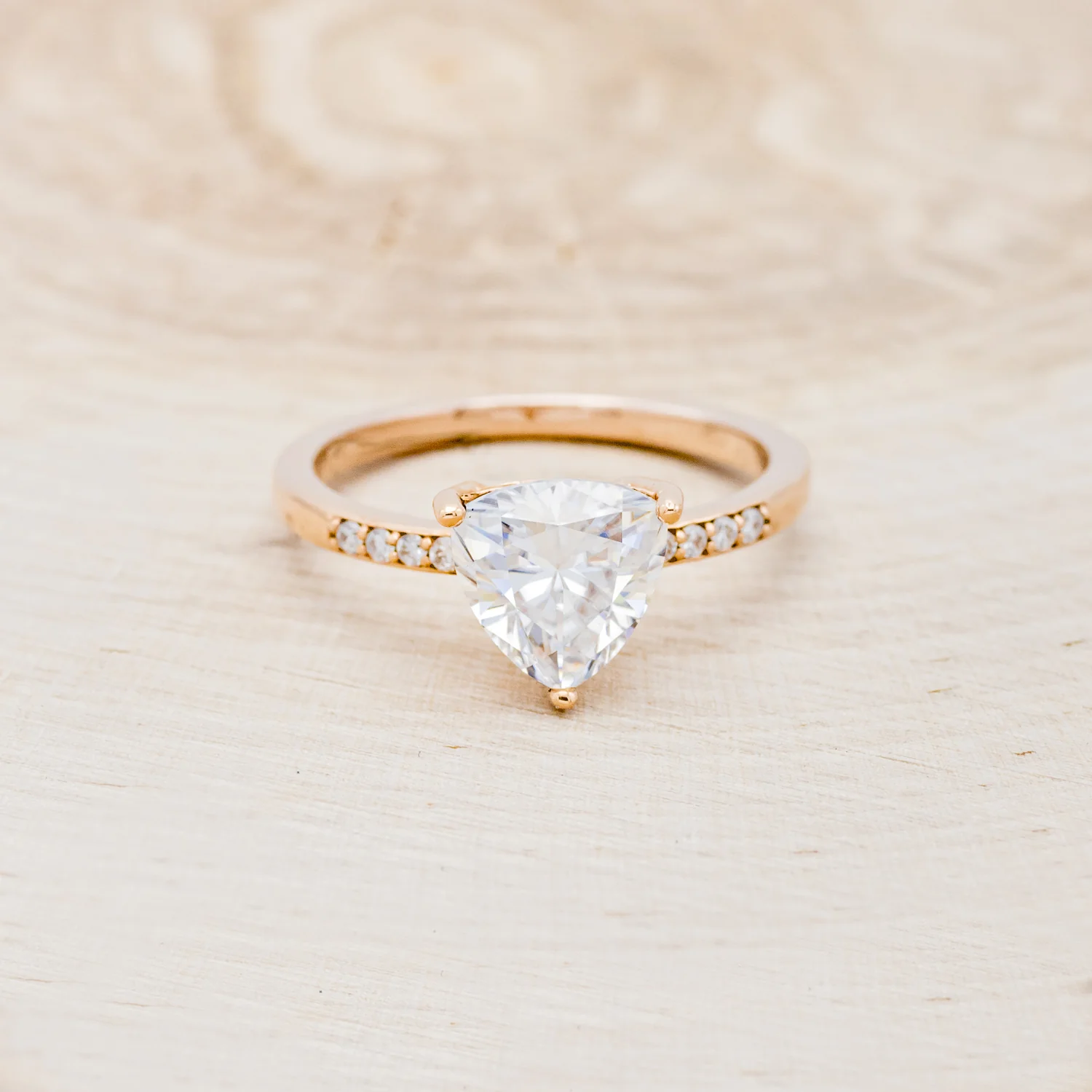 "PIPER" - TRILLION CUT MOISSANITE ENGAGEMENT RING WITH DIAMOND ACCENTS - Image 4