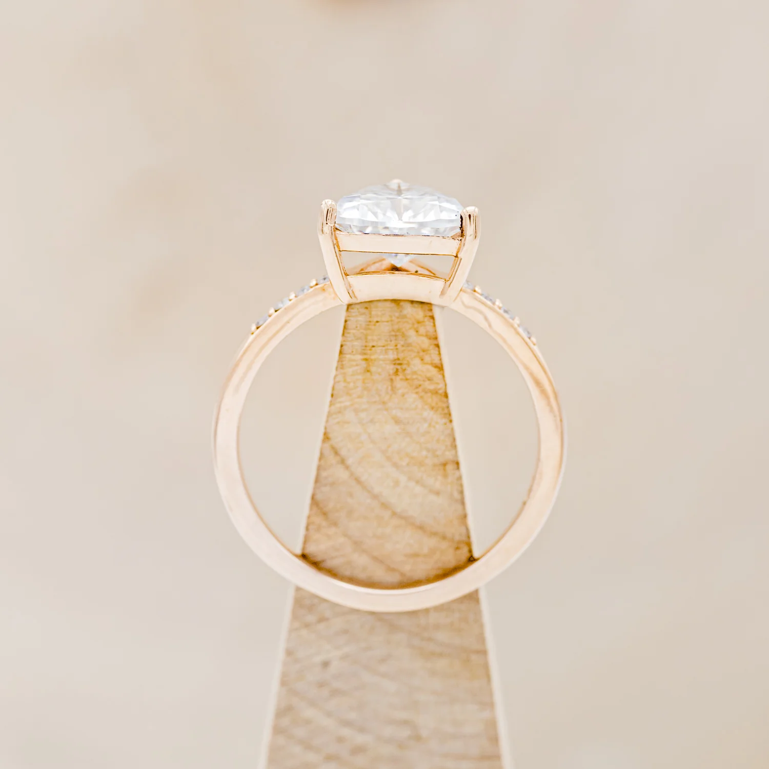 "PIPER" - TRILLION CUT MOISSANITE ENGAGEMENT RING WITH DIAMOND ACCENTS - Image 6