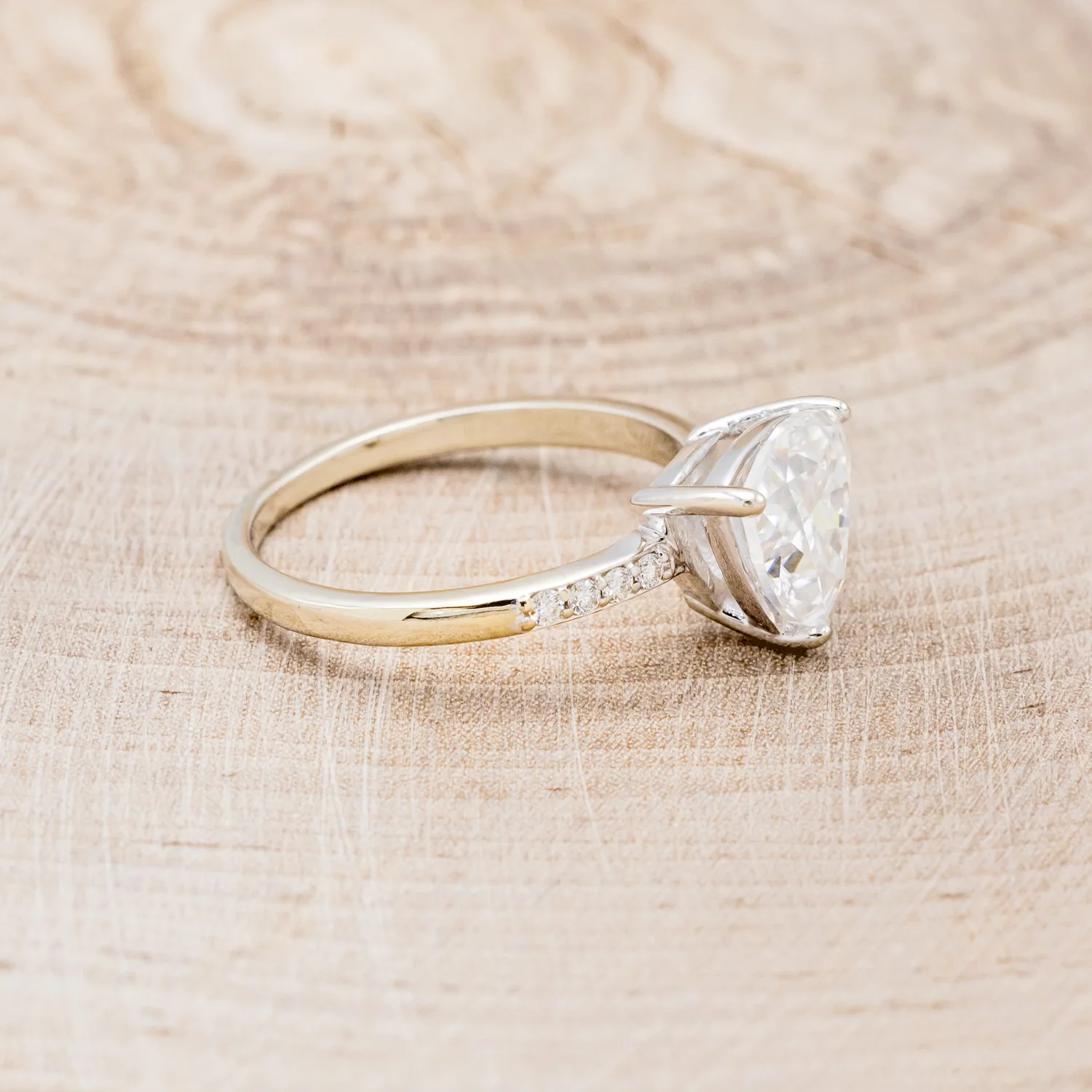 "PIPER" - TRILLION CUT MOISSANITE ENGAGEMENT RING WITH DIAMOND ACCENTS - Image 8