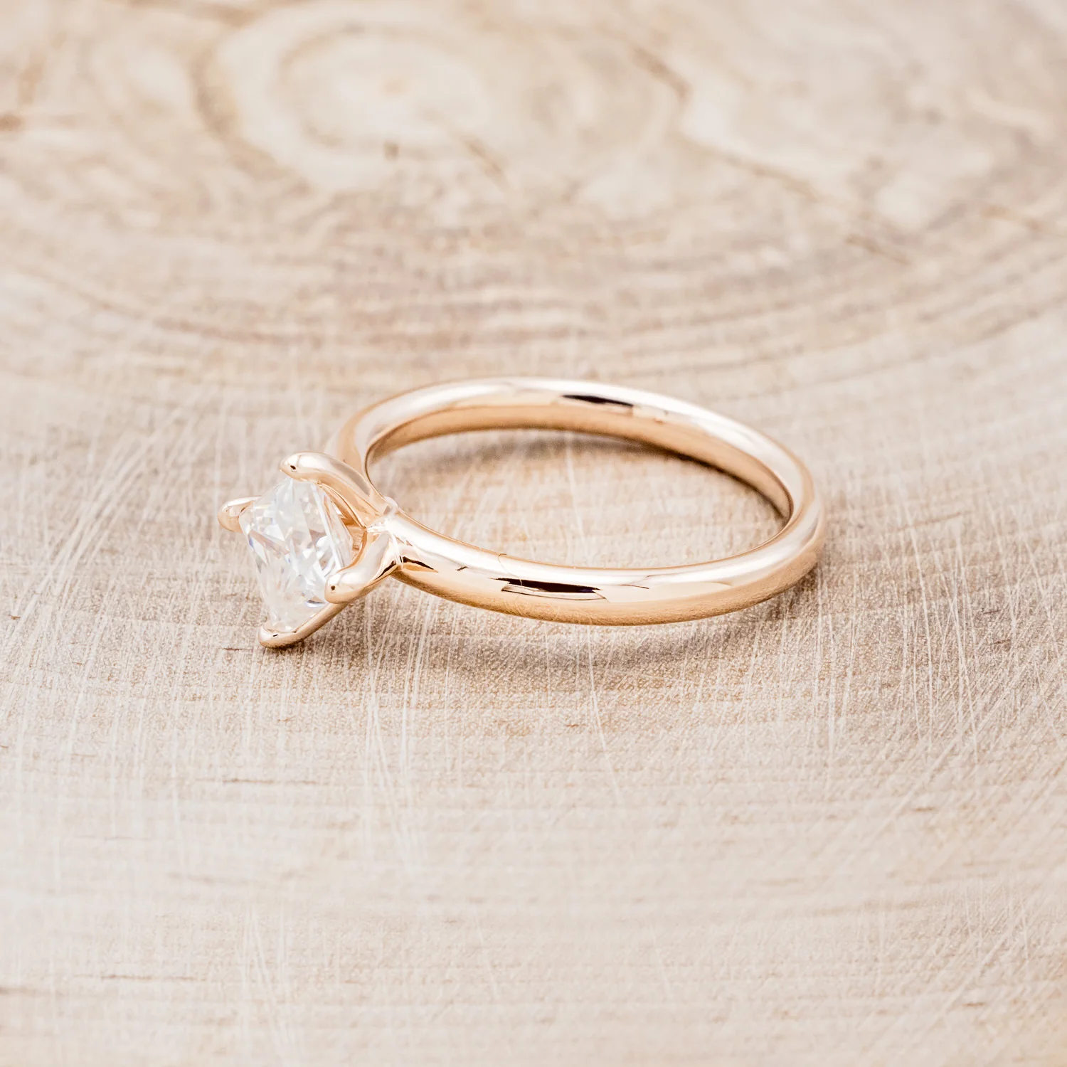 POINT-SET PRINCESS CUT MOISSANITE SOLITAIRE ENGAGEMENT RING - Image 3