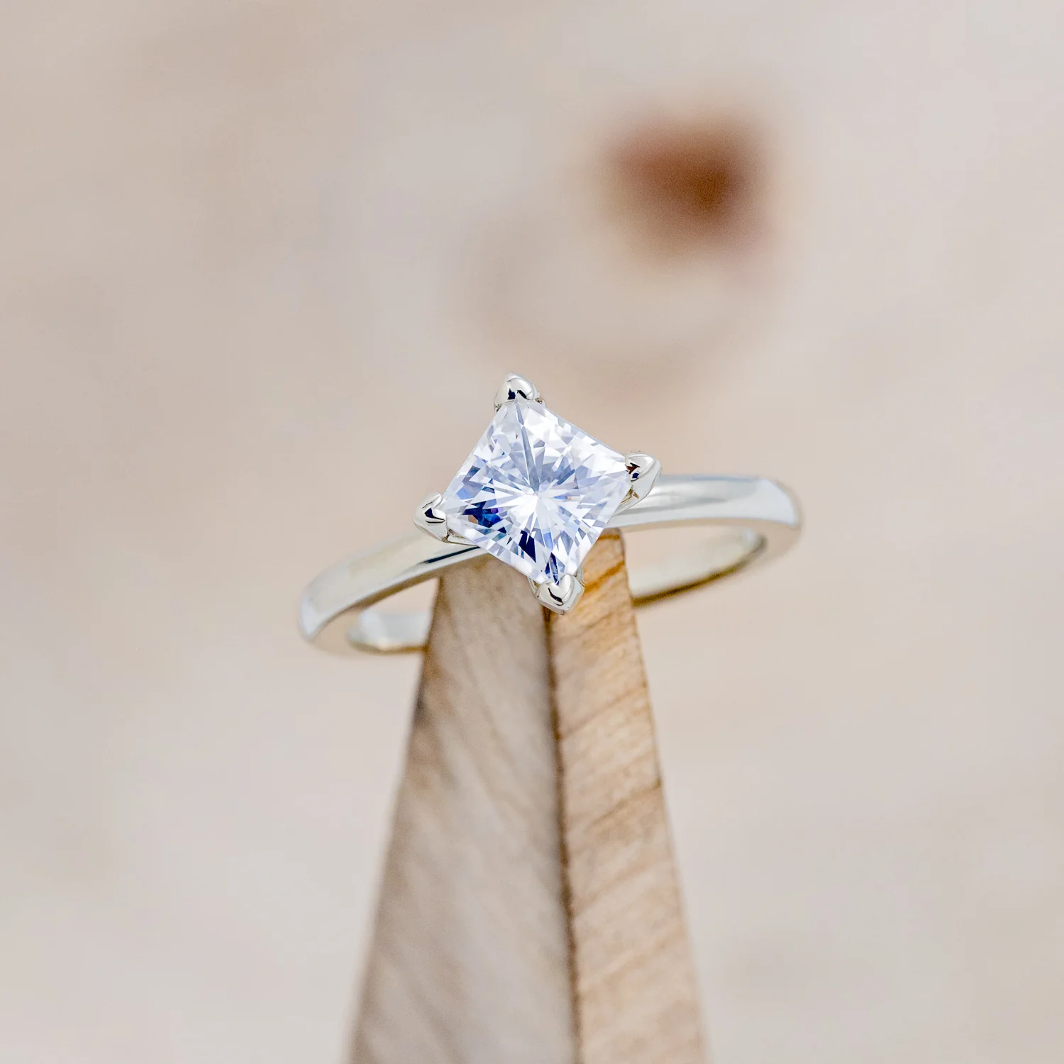 POINT-SET PRINCESS CUT MOISSANITE SOLITAIRE ENGAGEMENT RING - Image 7