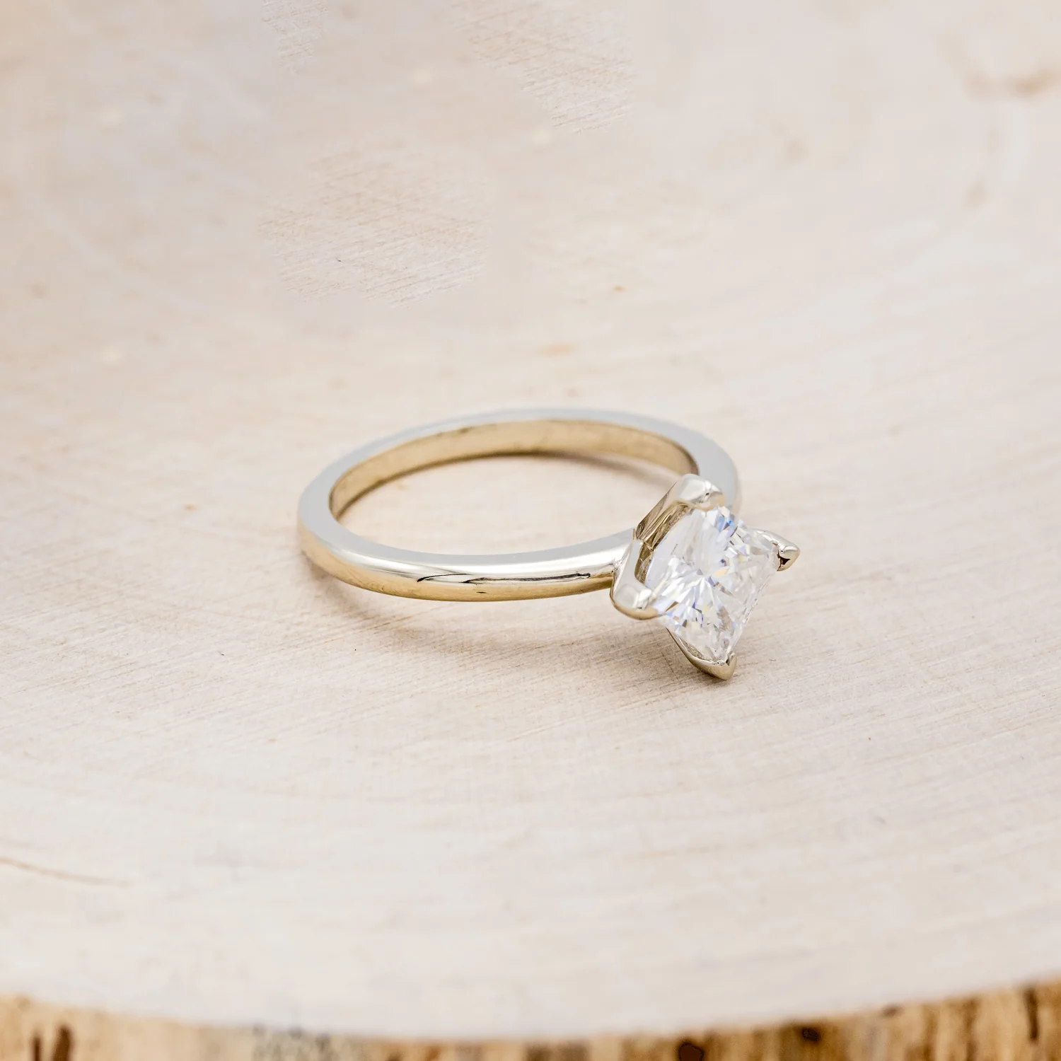 POINT-SET PRINCESS CUT MOISSANITE SOLITAIRE ENGAGEMENT RING - Image 8