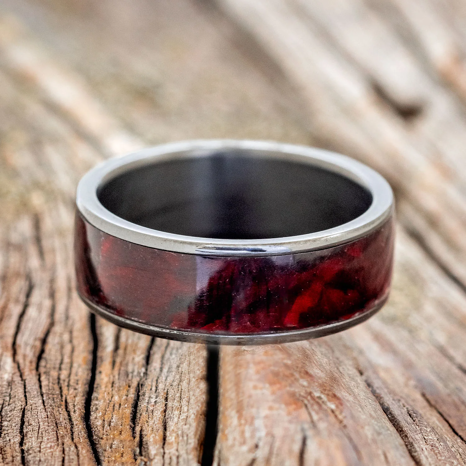 "RAINIER" - RED PAUA SHELL WEDDING RING - Image 3