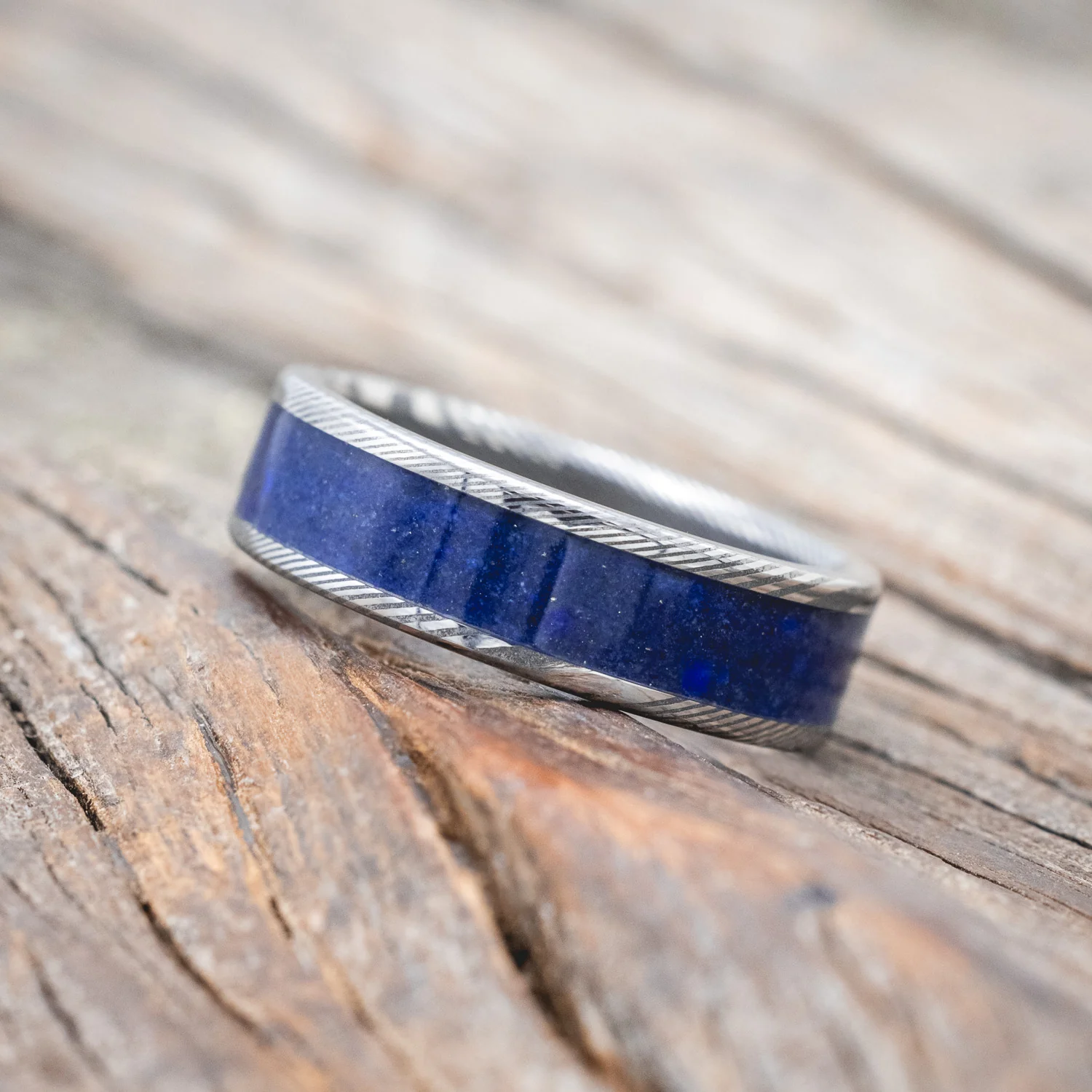 "RAINIER" - LAPIS LAZULI WEDDING BAND - Image 8