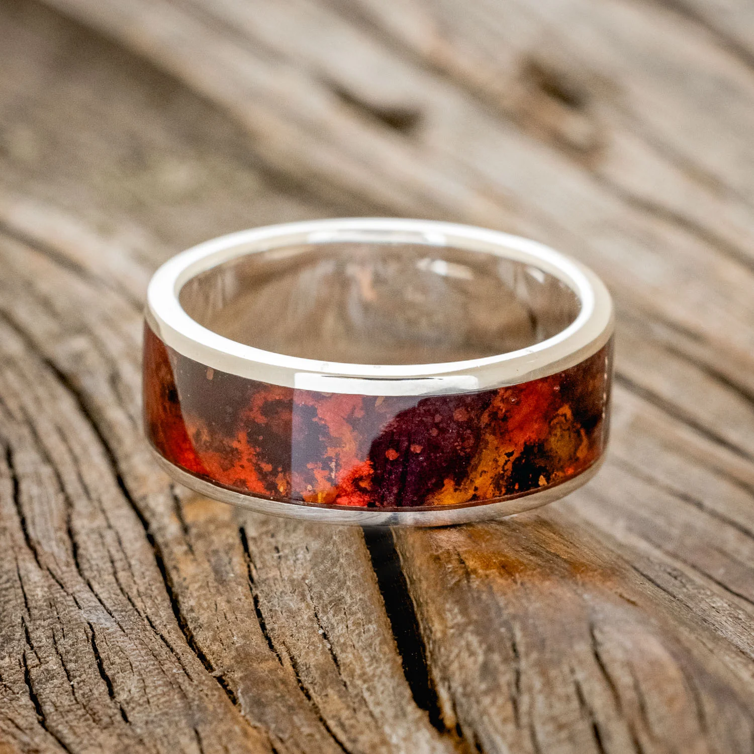 "RAINIER" - RED PATINA COPPER WEDDING BAND - Image 3