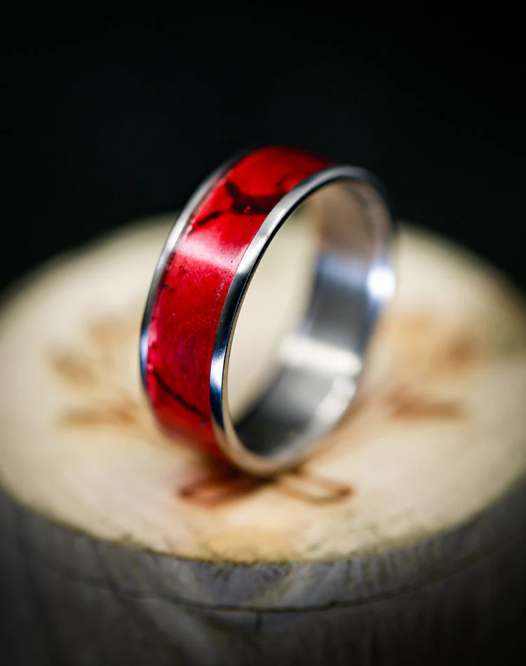 "RAINIER" - RED PATINA COPPER WEDDING BAND - Image 5