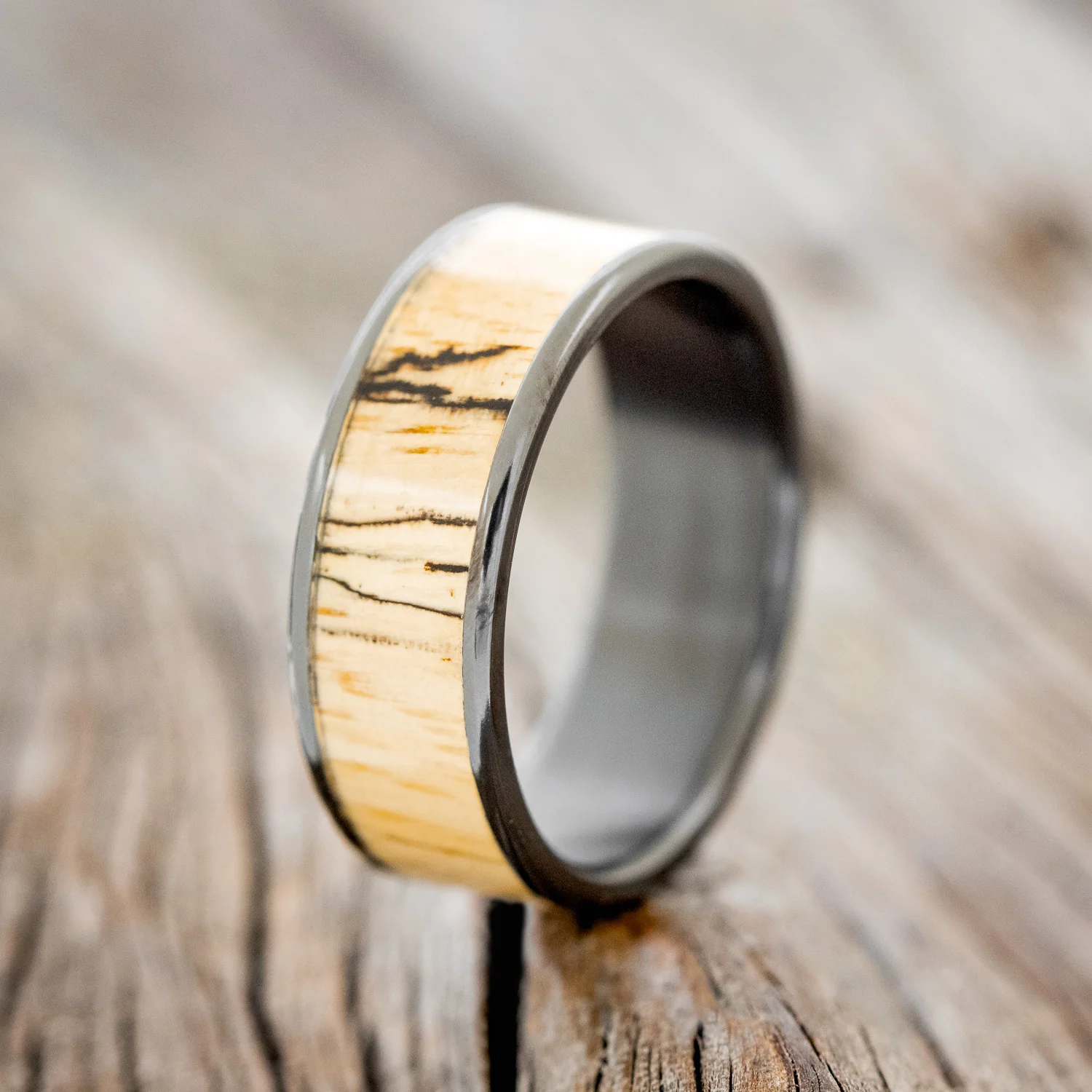 "RAINIER" - SPALTED MAPLE WEDDING BAND - Image 4