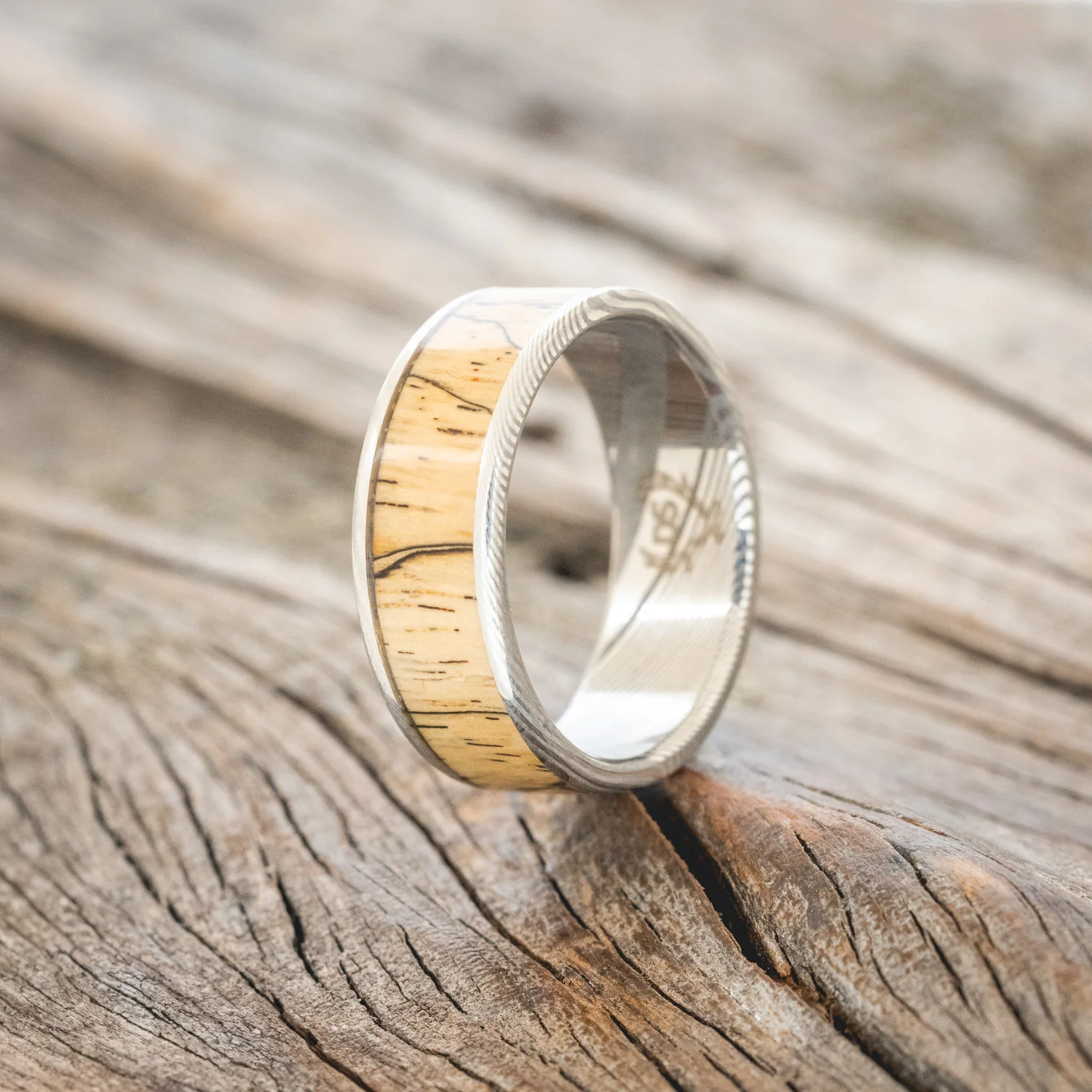 "RAINIER" - SPALTED MAPLE WEDDING BAND - Image 7