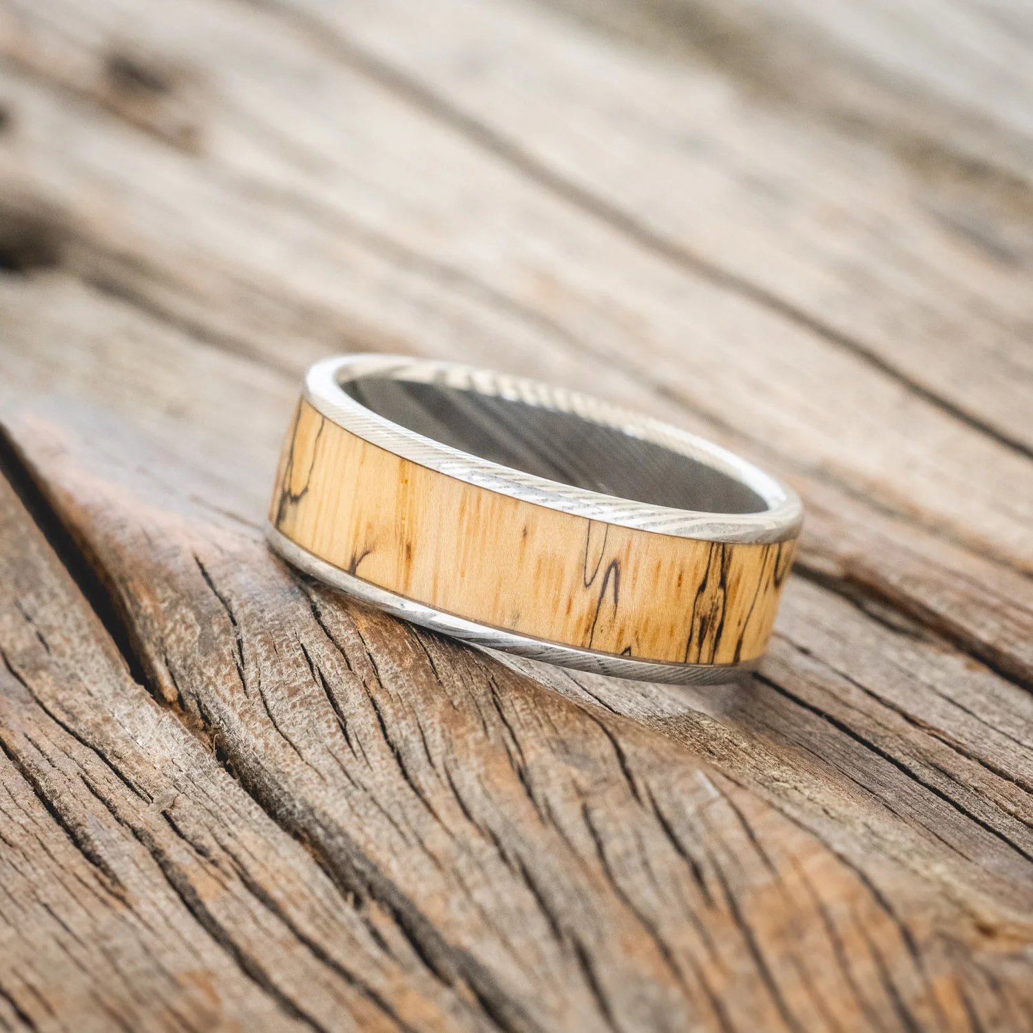 "RAINIER" - SPALTED MAPLE WEDDING BAND - Image 8