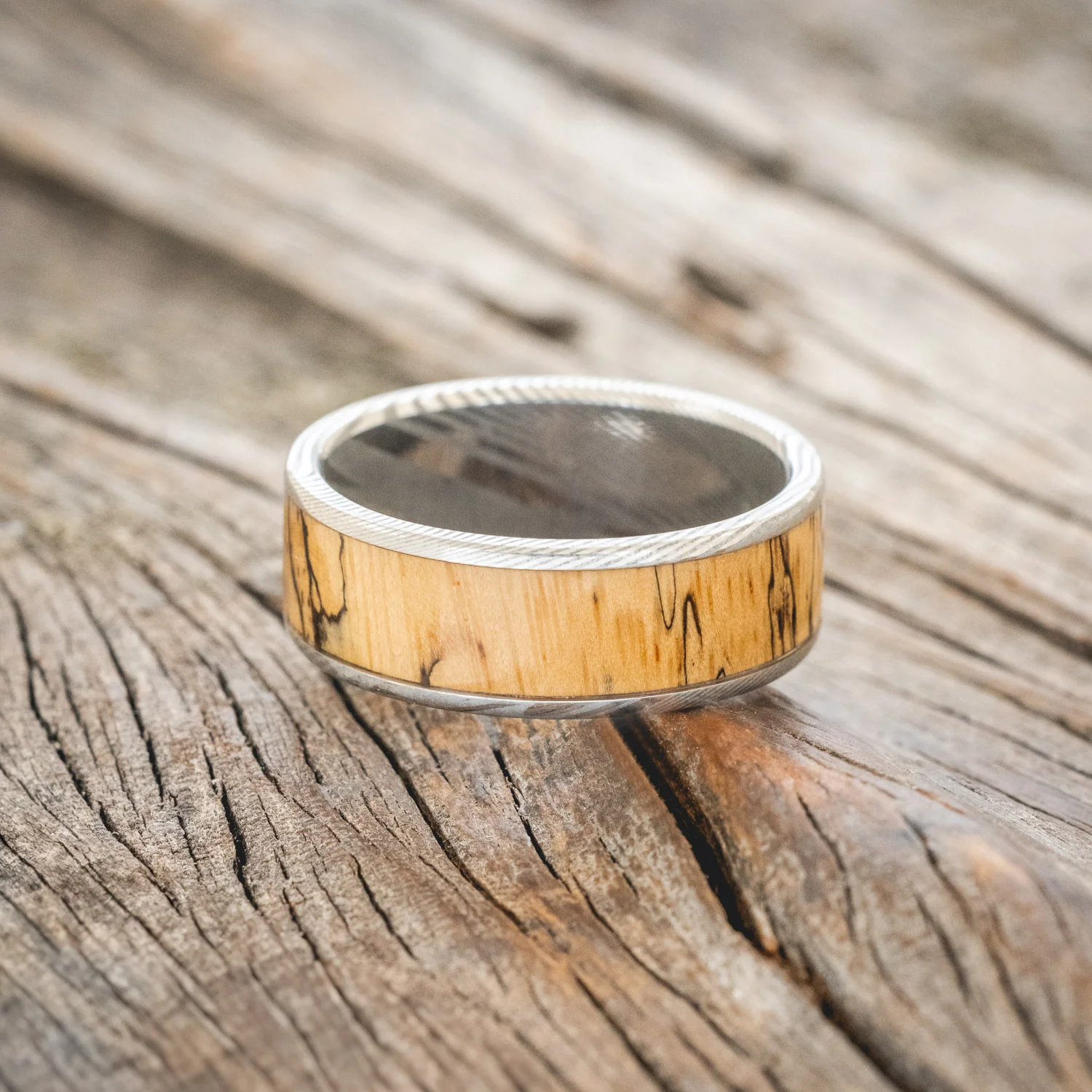 "RAINIER" - SPALTED MAPLE WEDDING BAND - Image 9