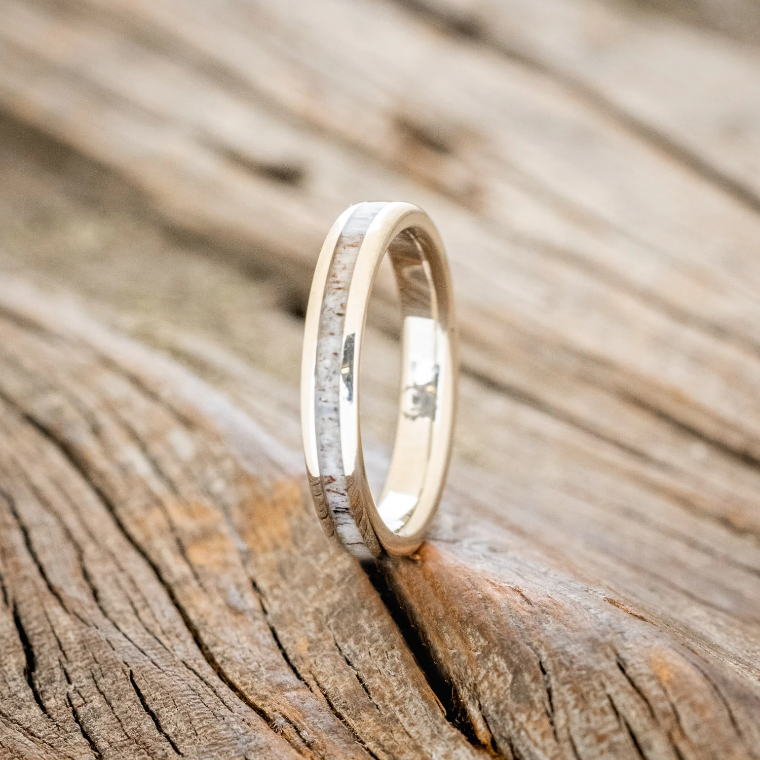 "RIO" - MATCHING SET IRONWOOD & ANTLER WEDDING RINGS FEATURING 14K GOLD BANDS - Image 5