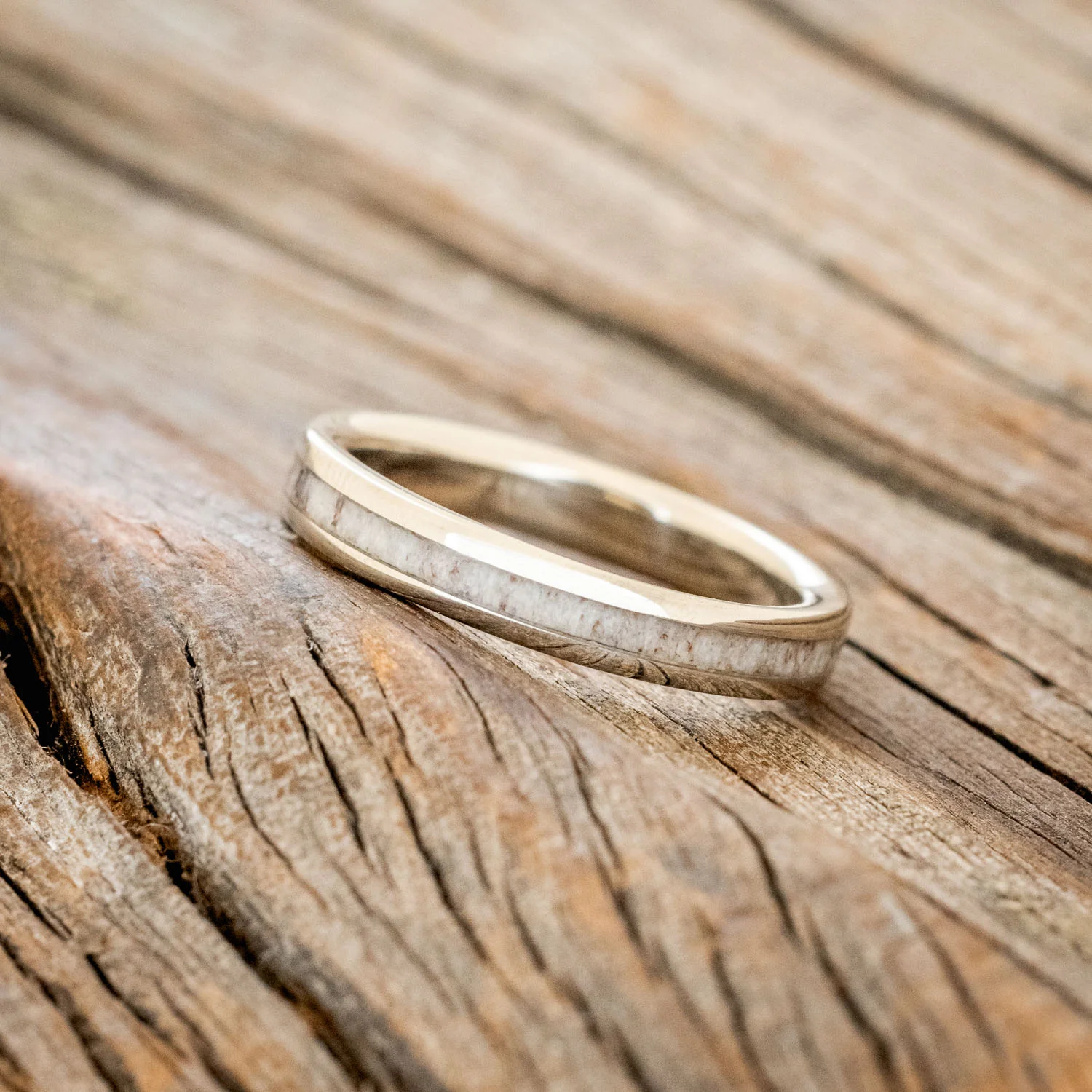 "RIO" - MATCHING SET IRONWOOD & ANTLER WEDDING RINGS FEATURING 14K GOLD BANDS - Image 6