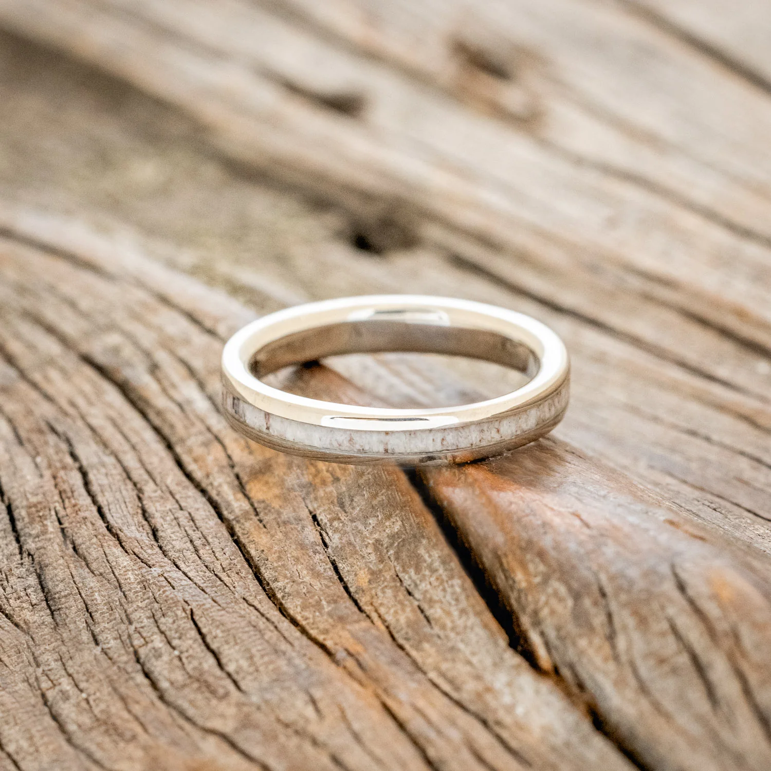 "RIO" - MATCHING SET IRONWOOD & ANTLER WEDDING RINGS FEATURING 14K GOLD BANDS - Image 7