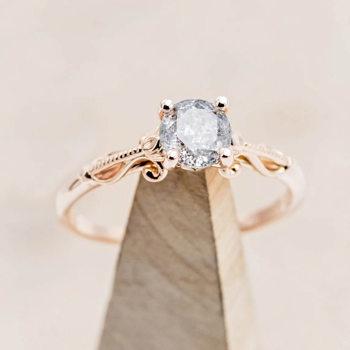 "ROSEMARY" - ENGAGEMENT RING WITH DIAMOND STACKING BAND - MOUNTING ONLY - SELECT YOUR OWN STONE - Image 12