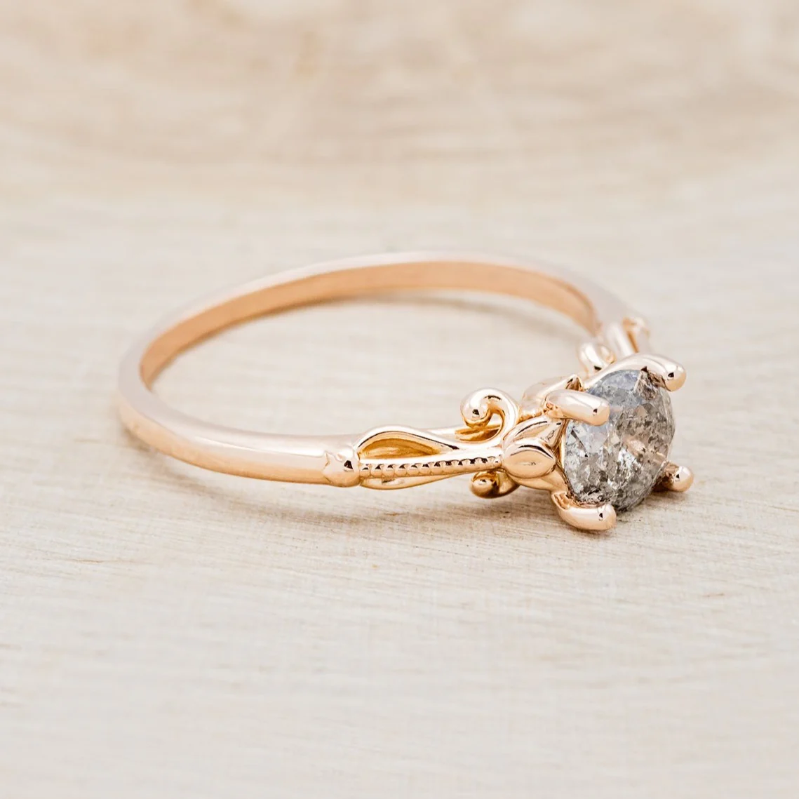 "ROSEMARY" - ENGAGEMENT RING WITH DIAMOND STACKING BAND - MOUNTING ONLY - SELECT YOUR OWN STONE - Image 13