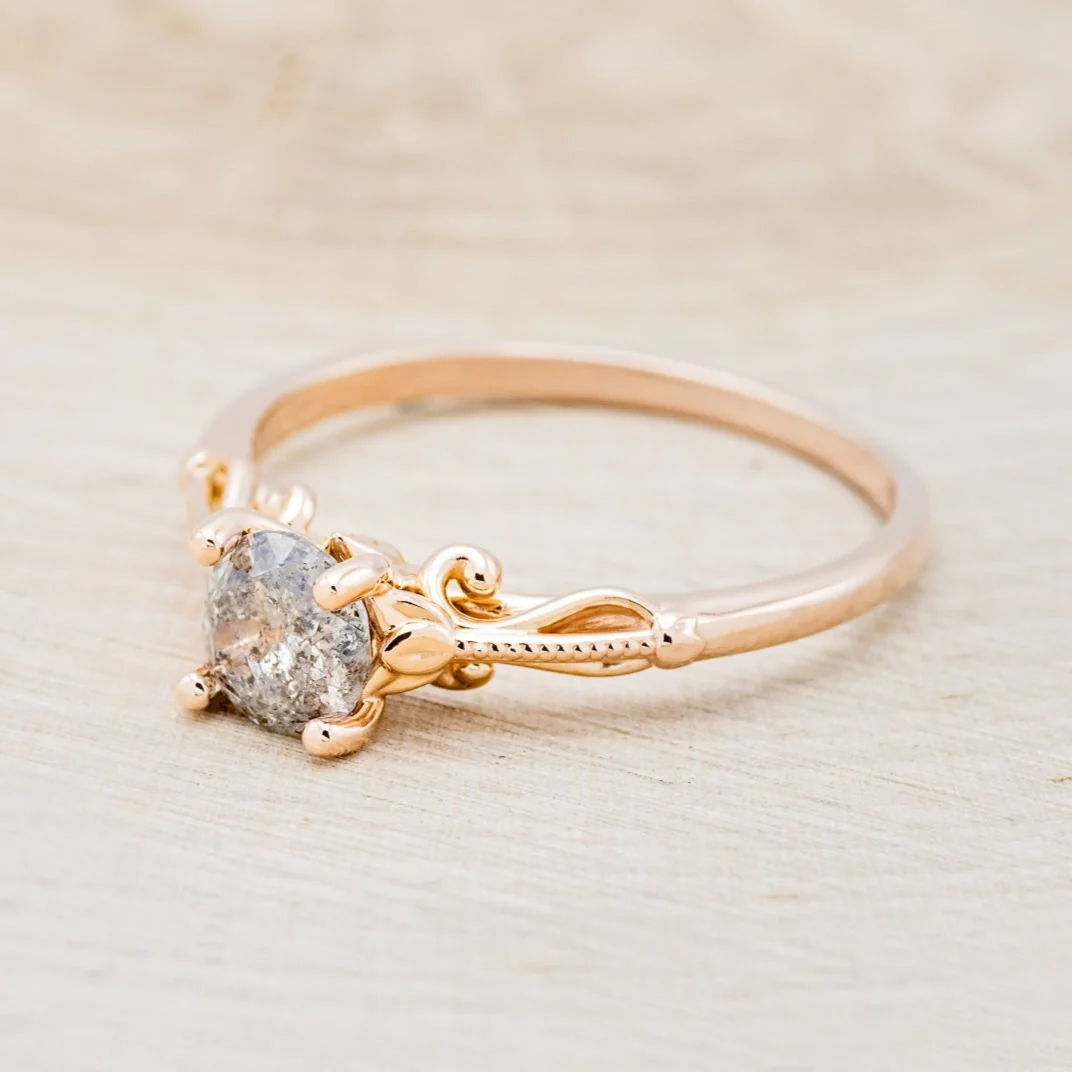 "ROSEMARY" - ENGAGEMENT RING WITH DIAMOND STACKING BAND - MOUNTING ONLY - SELECT YOUR OWN STONE - Image 14