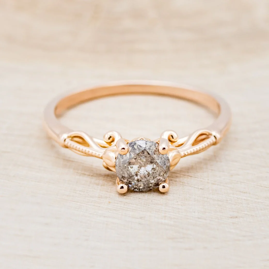 "ROSEMARY" - ENGAGEMENT RING WITH DIAMOND STACKING BAND - MOUNTING ONLY - SELECT YOUR OWN STONE - Image 15