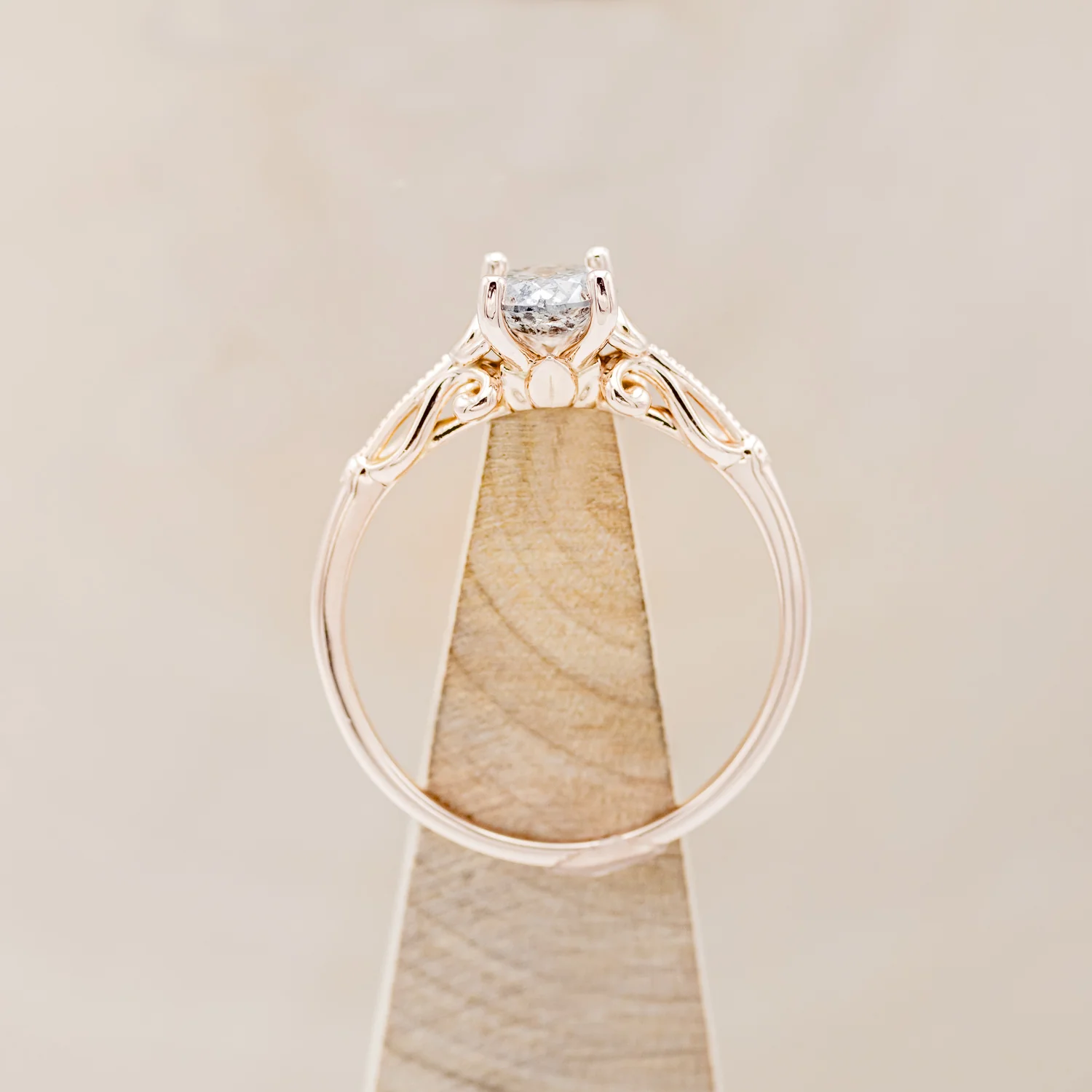 "ROSEMARY" - ENGAGEMENT RING WITH DIAMOND STACKING BAND - MOUNTING ONLY - SELECT YOUR OWN STONE - Image 17