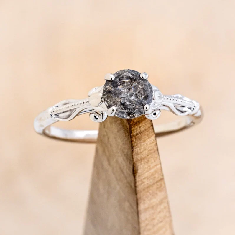 "ROSEMARY" - ENGAGEMENT RING WITH DIAMOND STACKING BAND - MOUNTING ONLY - SELECT YOUR OWN STONE - Image 5