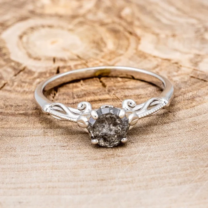 "ROSEMARY" - ENGAGEMENT RING WITH DIAMOND STACKING BAND - MOUNTING ONLY - SELECT YOUR OWN STONE - Image 6