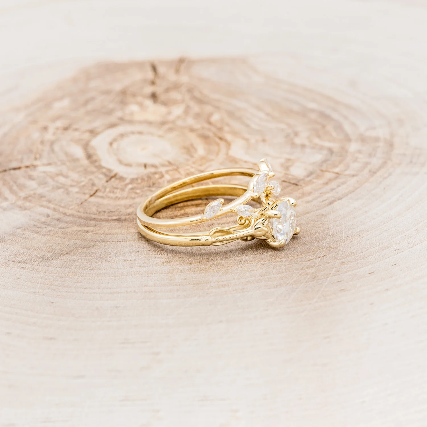 "ROSEMARY" - ENGAGEMENT RING WITH DIAMOND STACKING BAND - MOUNTING ONLY - SELECT YOUR OWN STONE - Image 18