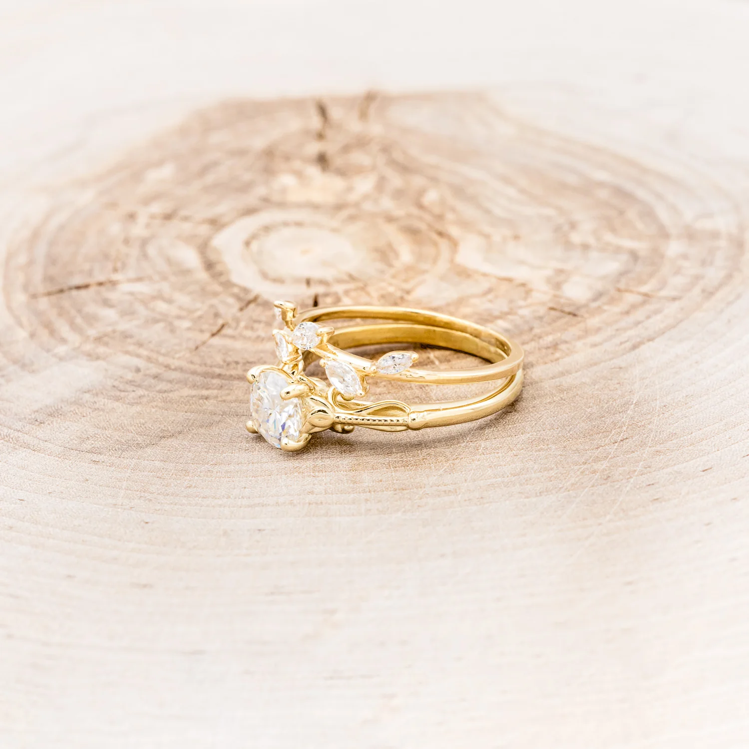 "ROSEMARY" - ENGAGEMENT RING WITH DIAMOND STACKING BAND - MOUNTING ONLY - SELECT YOUR OWN STONE - Image 19