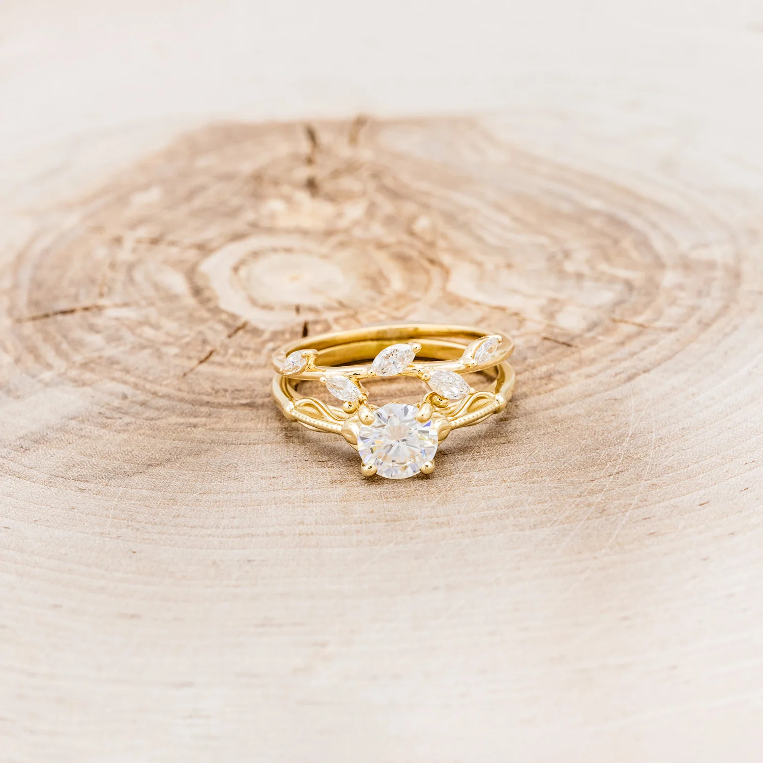 "ROSEMARY" - ENGAGEMENT RING WITH DIAMOND STACKING BAND - MOUNTING ONLY - SELECT YOUR OWN STONE - Image 20