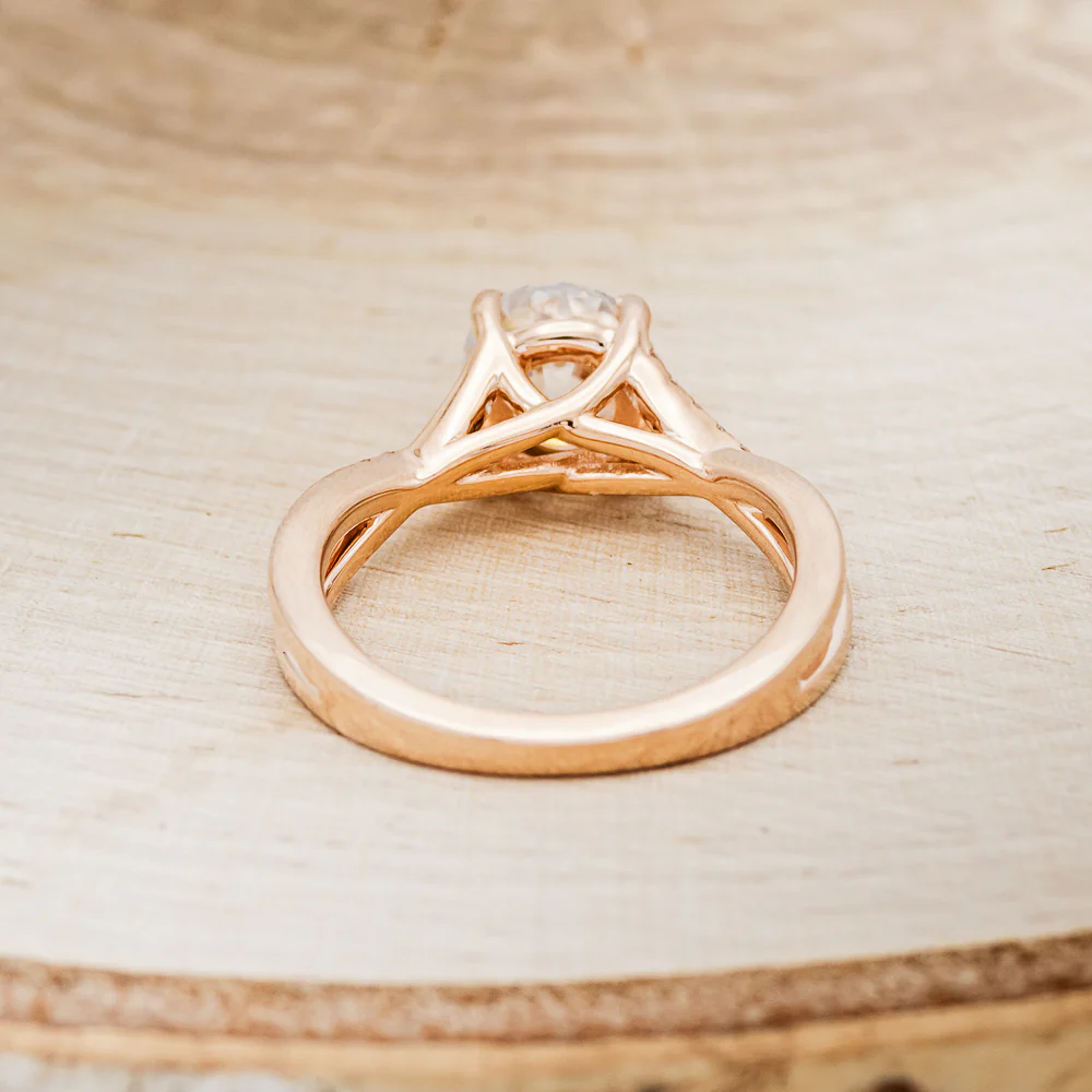 "ROSLYN" - ROUND CUT MOISSANITE ENGAGEMENT RING WITH DIAMOND ACCENTS - Image 5