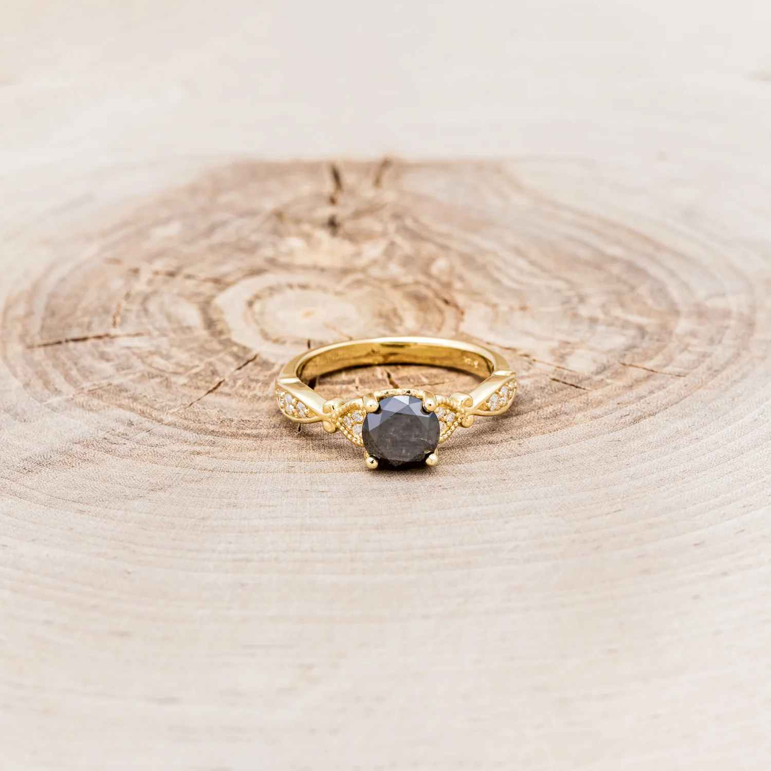 "VIVIANA" - ROUND CUT CENTER STONE ENGAGEMENT RING WITH DIAMOND ACCENTS - Image 10