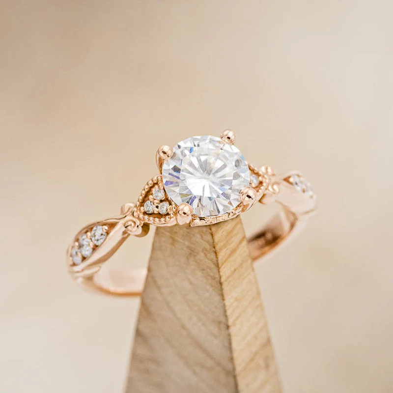 "VIVIANA" - ROUND CUT CENTER STONE ENGAGEMENT RING WITH DIAMOND ACCENTS - Image 13